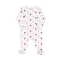 Chaussons zippés en modal COCCOLI - Cœurs sur rose clair