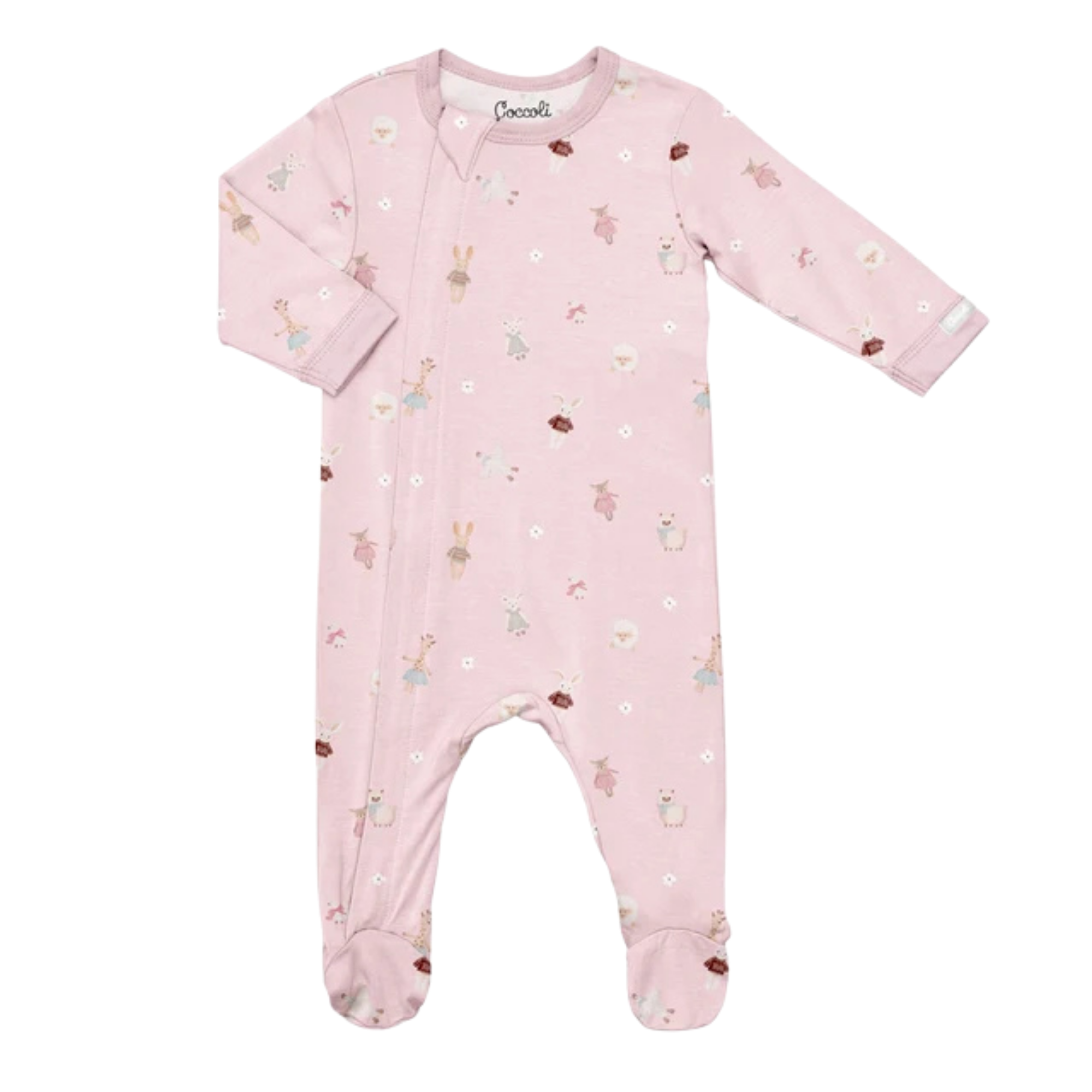 COCCOLI Modal Zipper Footie - Plush on Light Pink