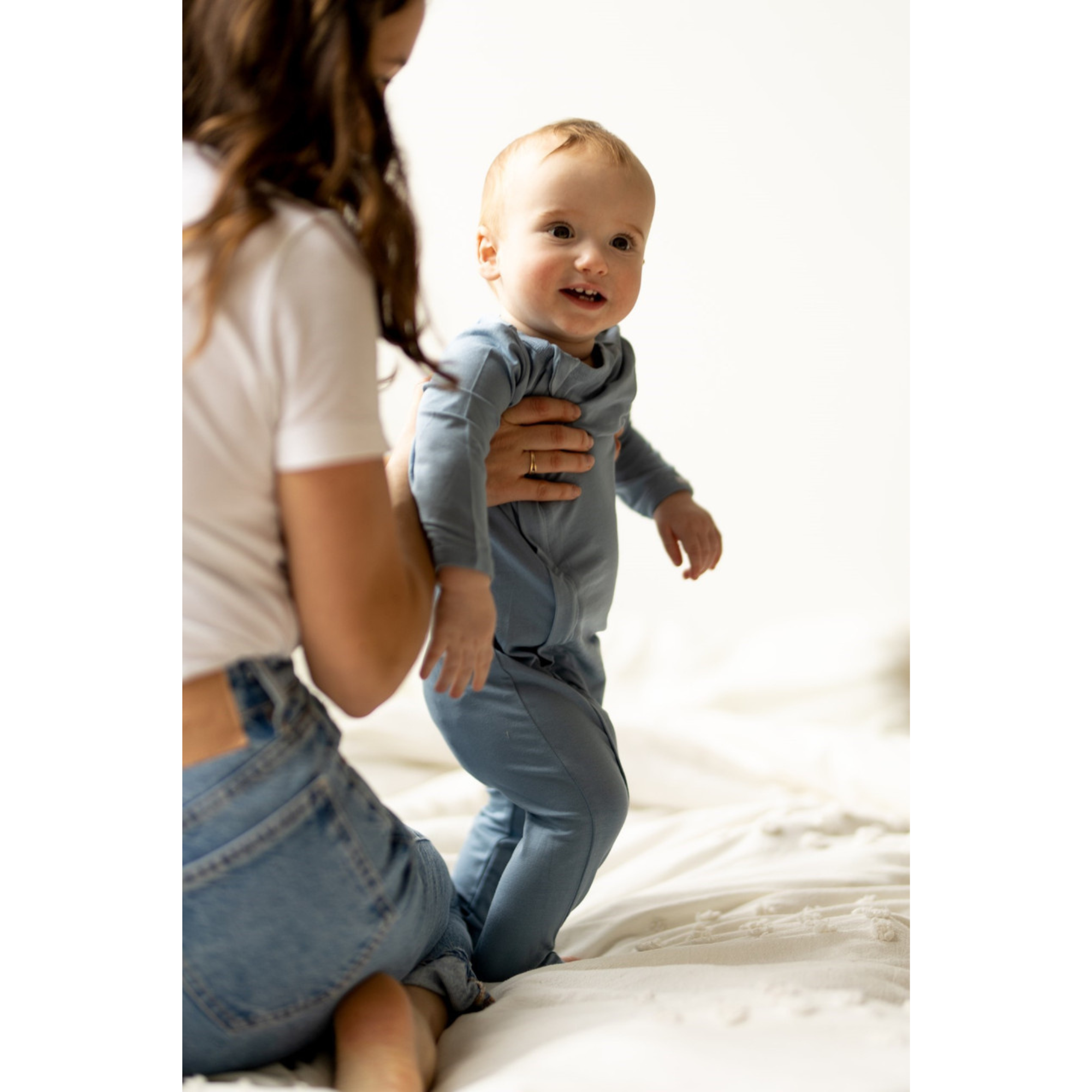 COCCOLI Modal Zipper Footie - Steel Blue