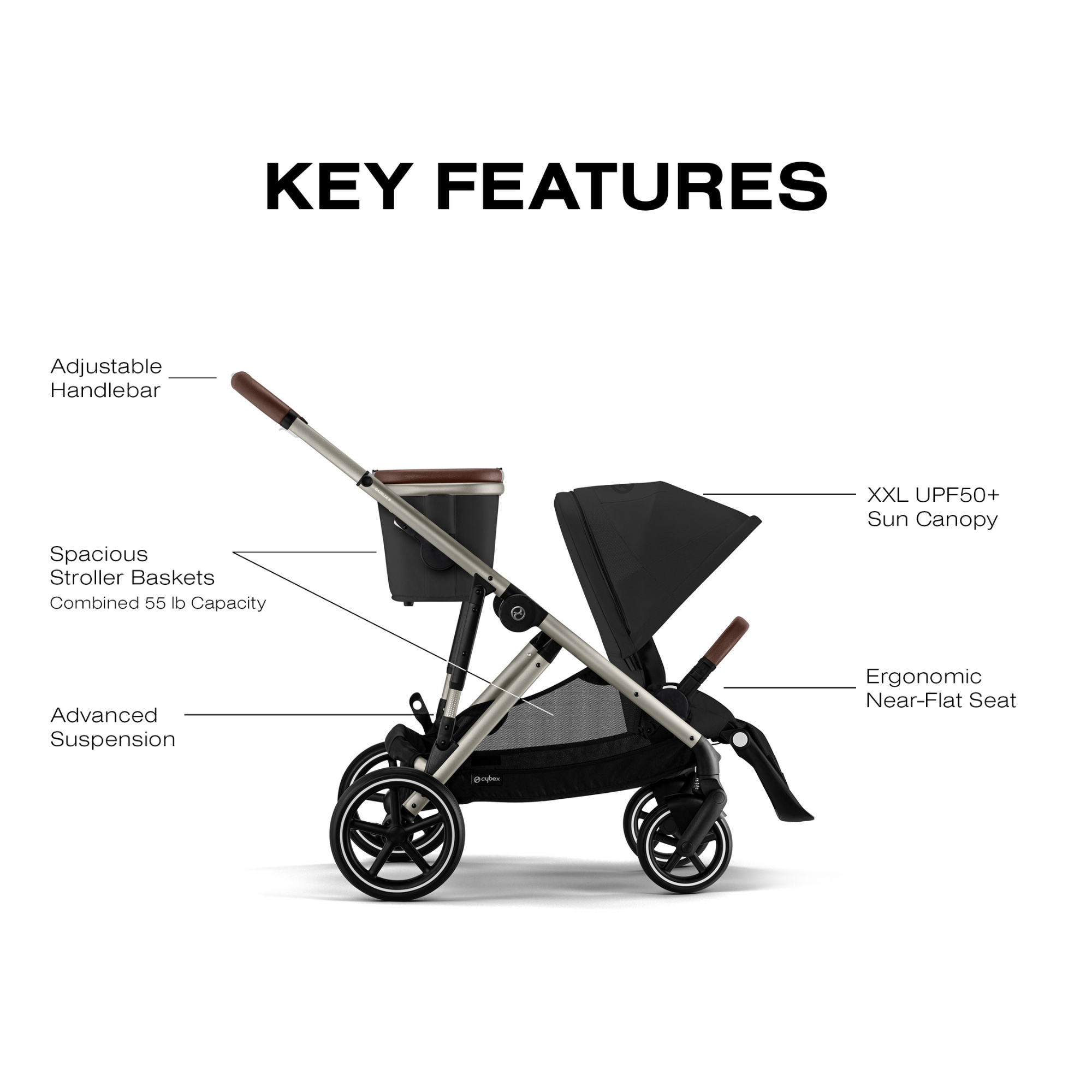 CYBEX Gazelle S + Cloud G Pro Travel System - Moon Black