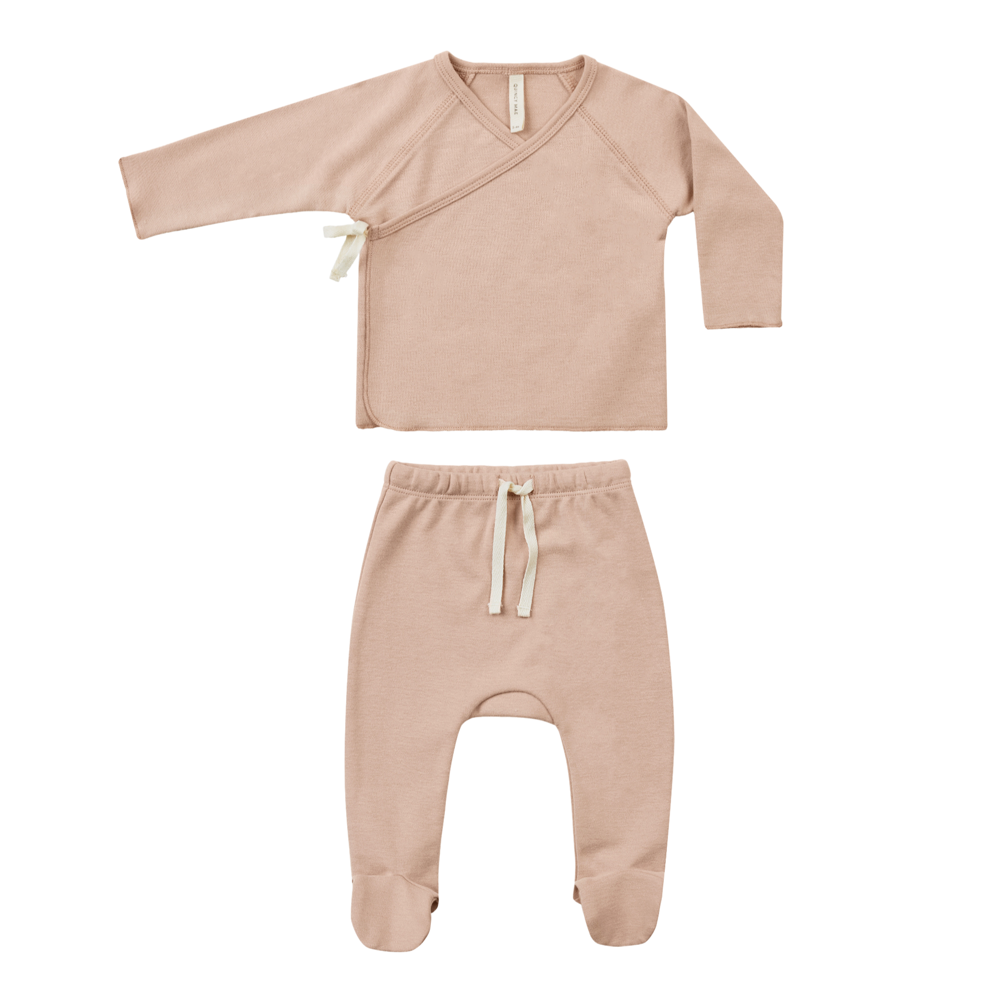 QUINCY MAE Ensemble haut cache-cœur et pantalon à pieds - Blush