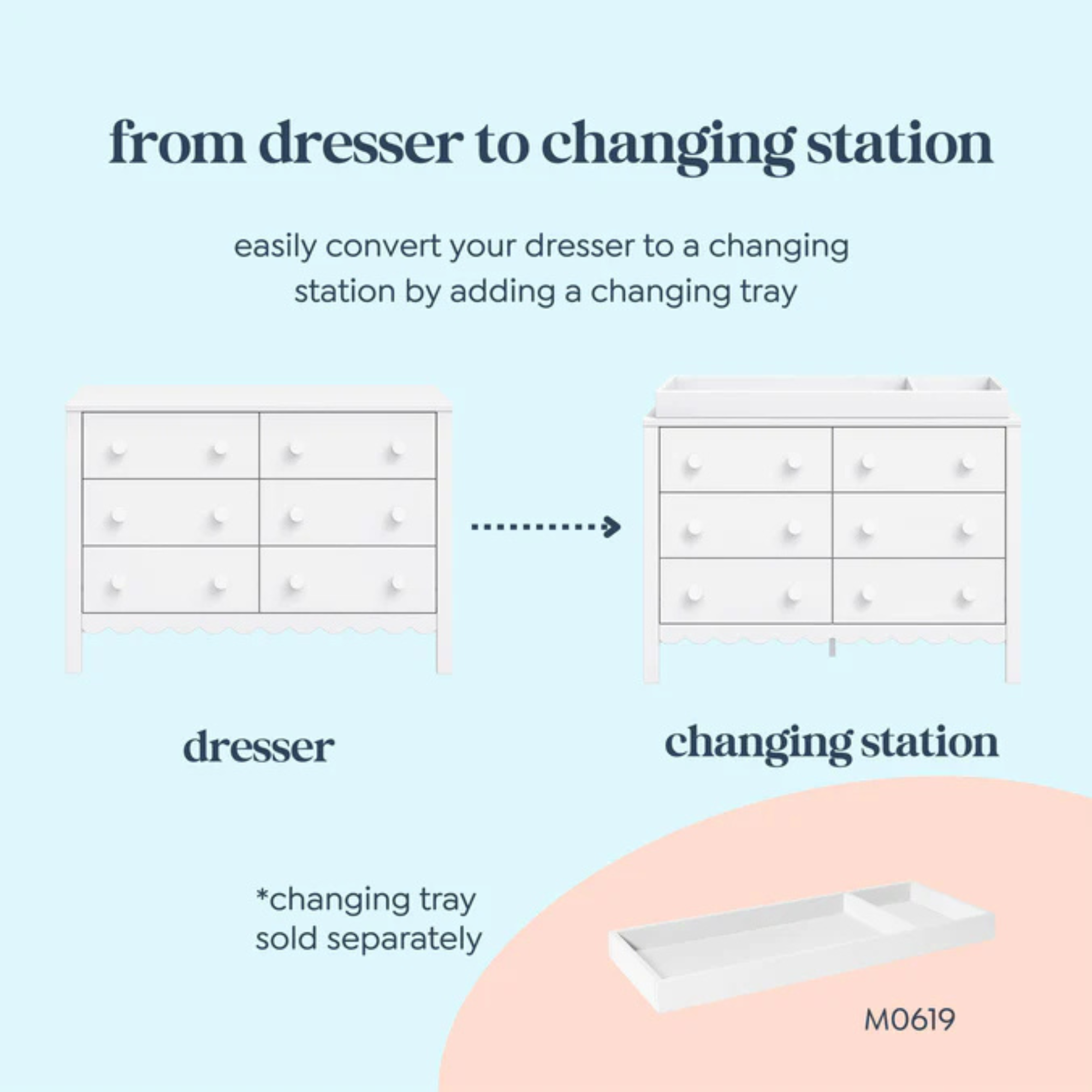 Commode 6 tiroirs DAVINCI Sammy Scallop
