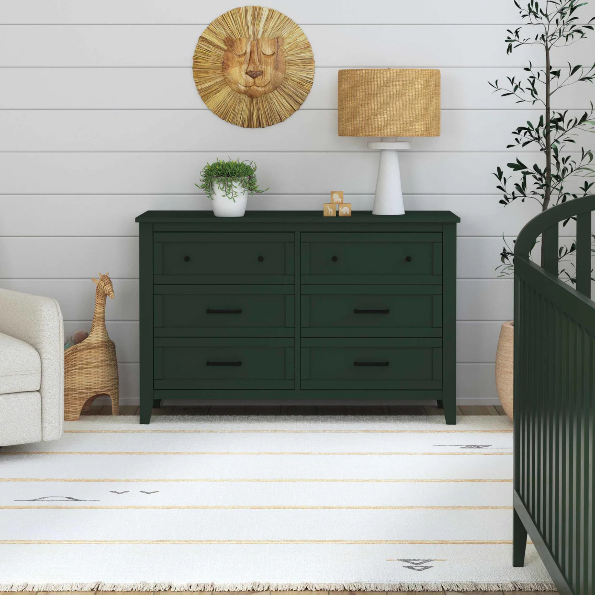 davinci green dresser DaVinci Frem 6-Drawer Dresser Forest Green