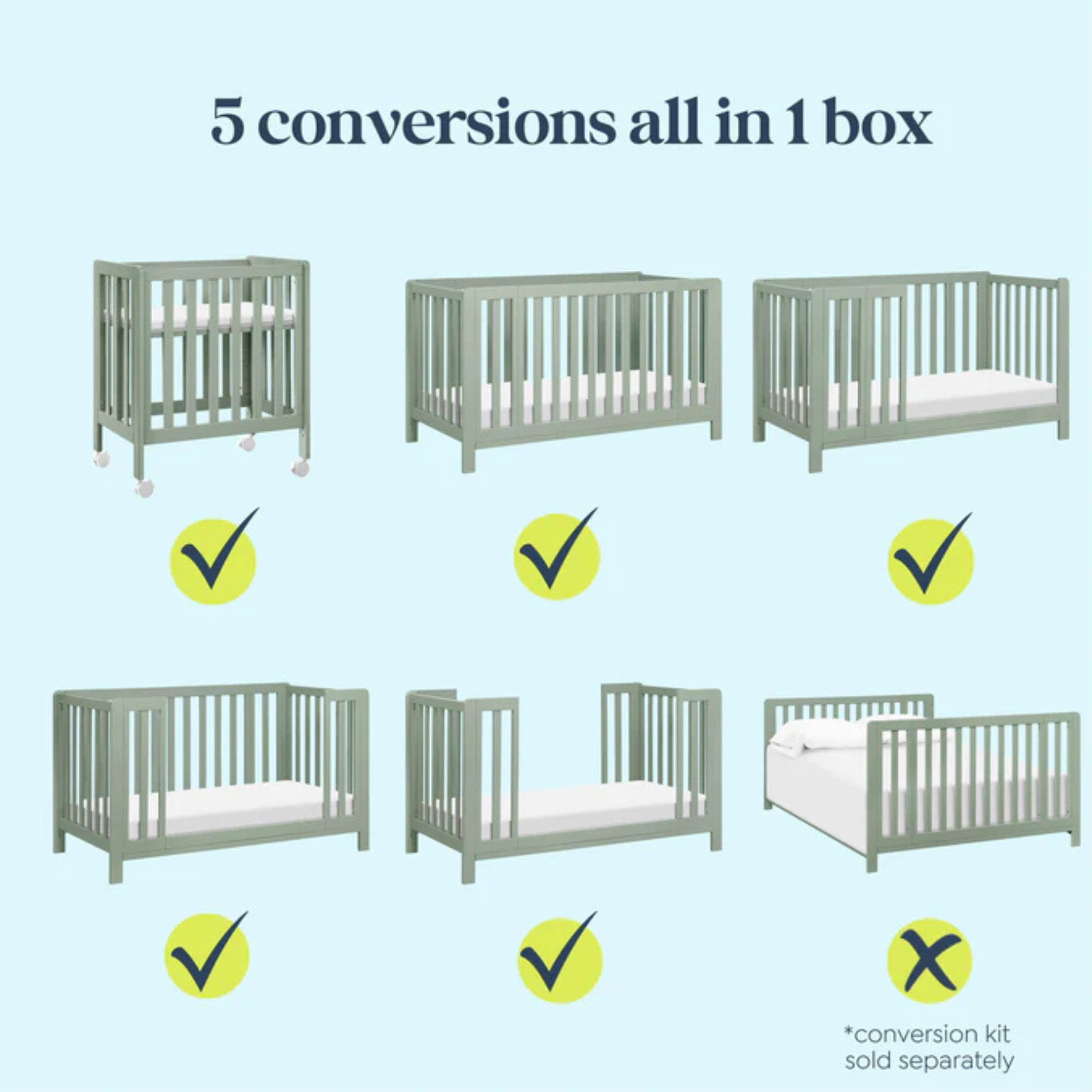 CARTERS by DAVINCI Colby GROW Berceau convertible 6 en 1 en berceau