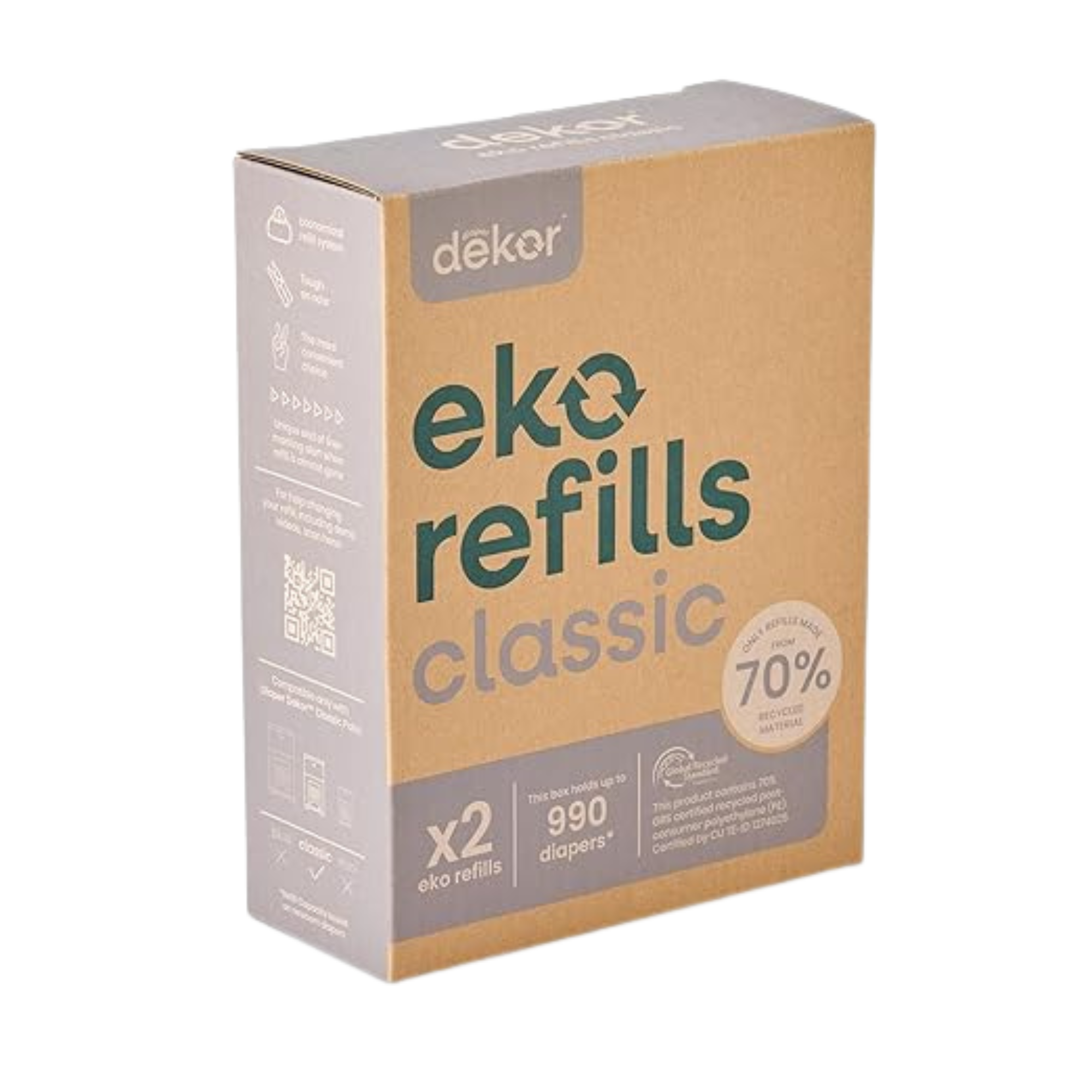 DÉKOR Eko Classic Diaper Pail Refill 2 Pack