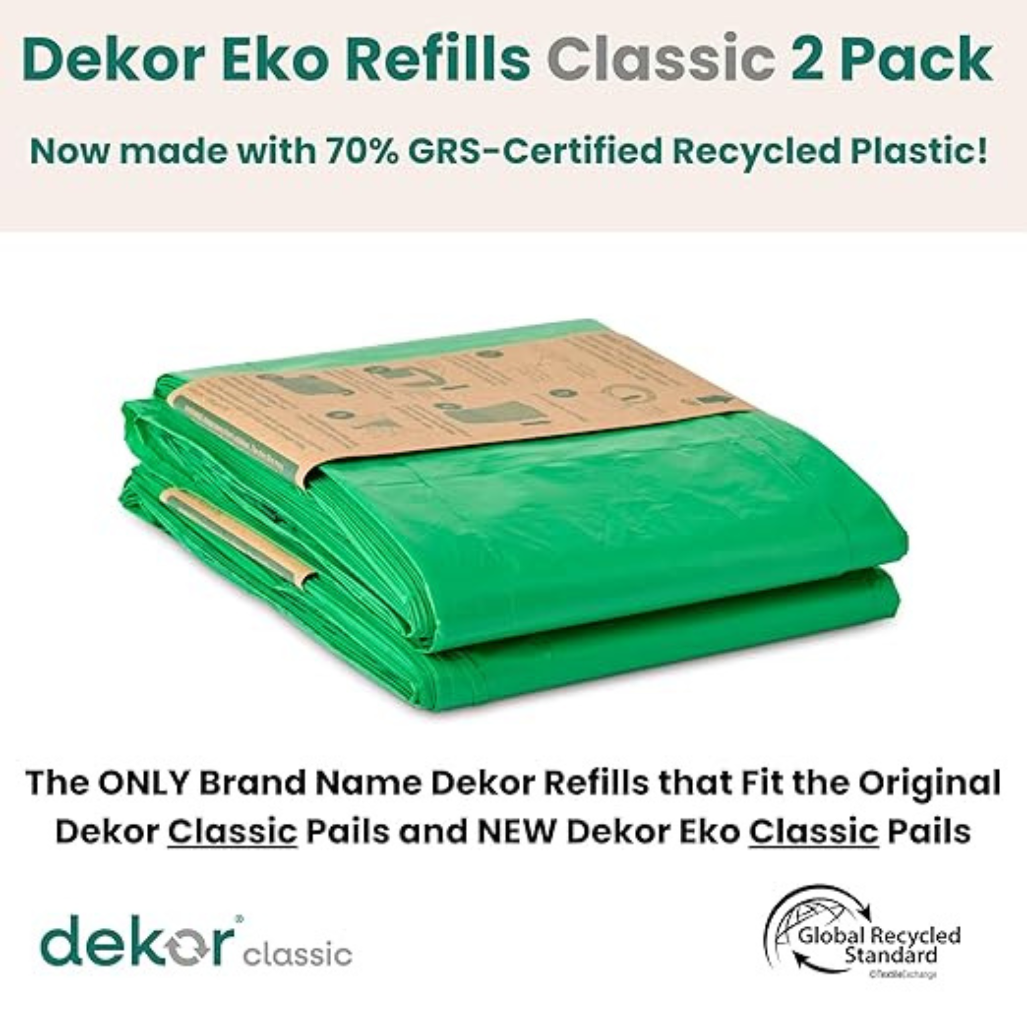 DÉKOR Eko Classic Diaper Pail Refill 2 Pack