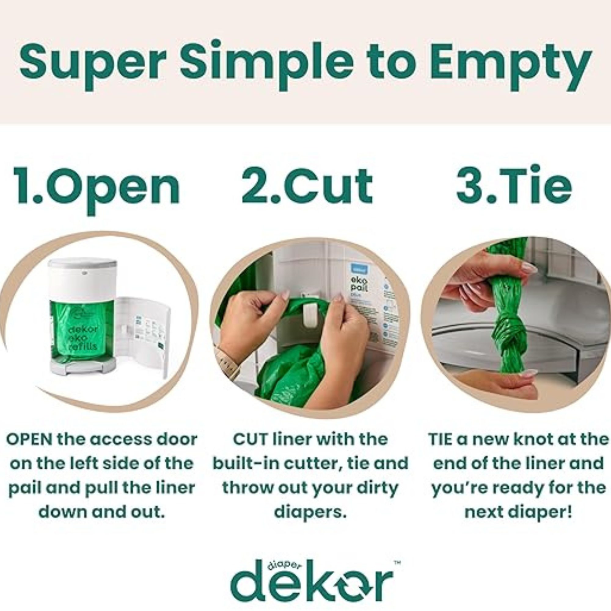 DÉKOR Eko Mini Diaper Pail Refill 2 Pack