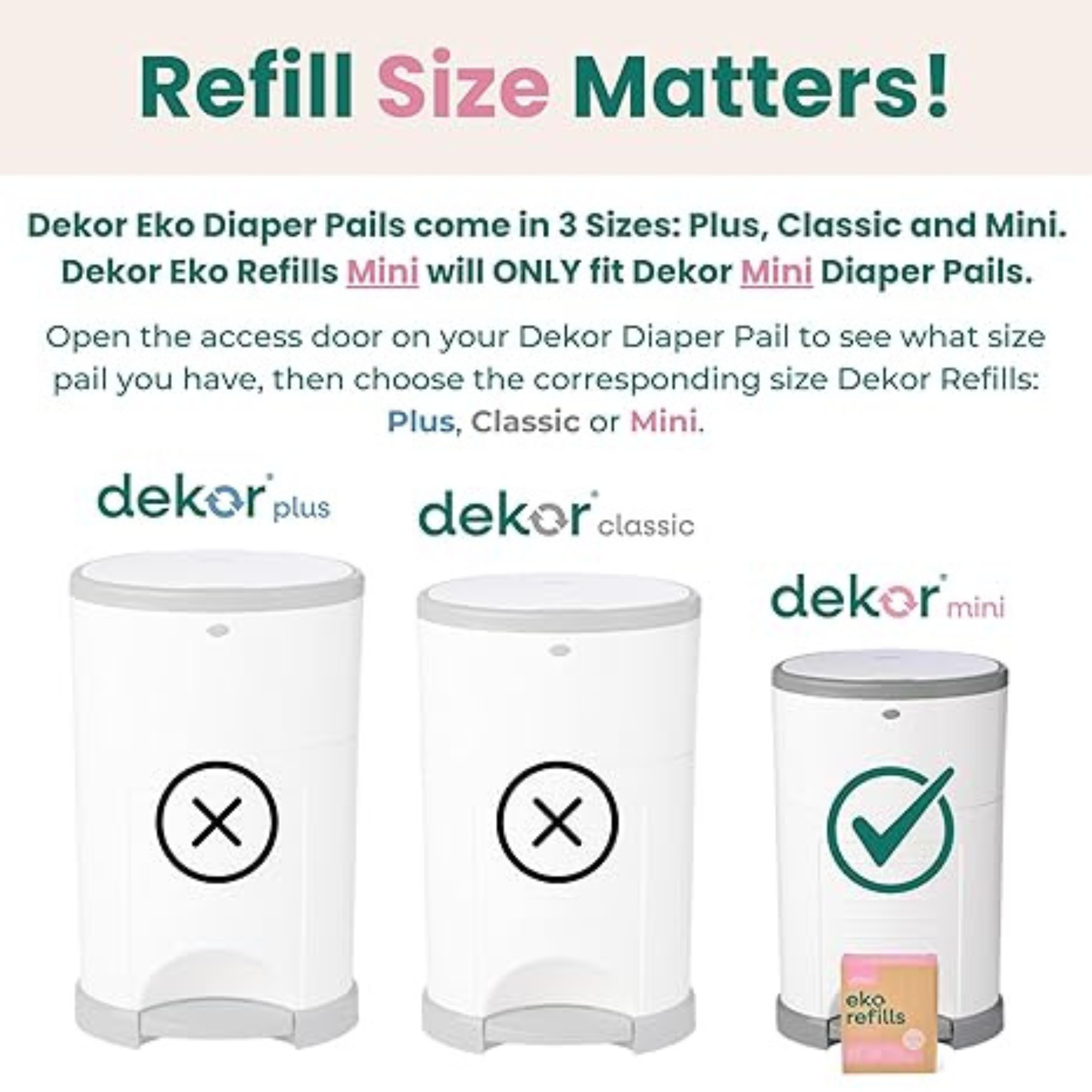 DÉKOR Eko Mini Diaper Pail Refill 2 Pack