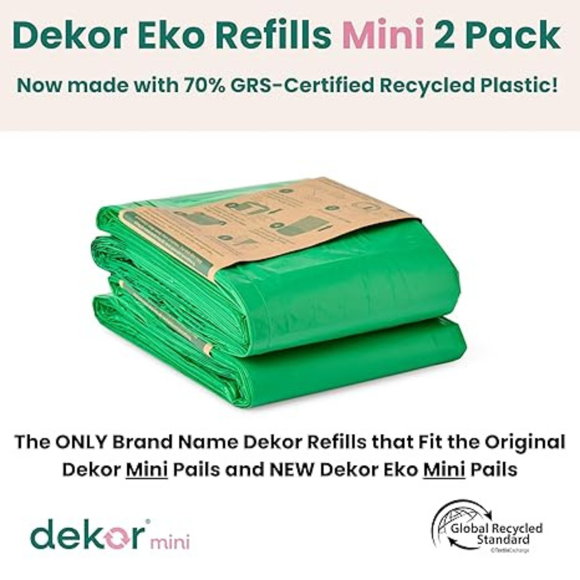 DÉKOR Eko Mini Diaper Pail Refill 2 Pack