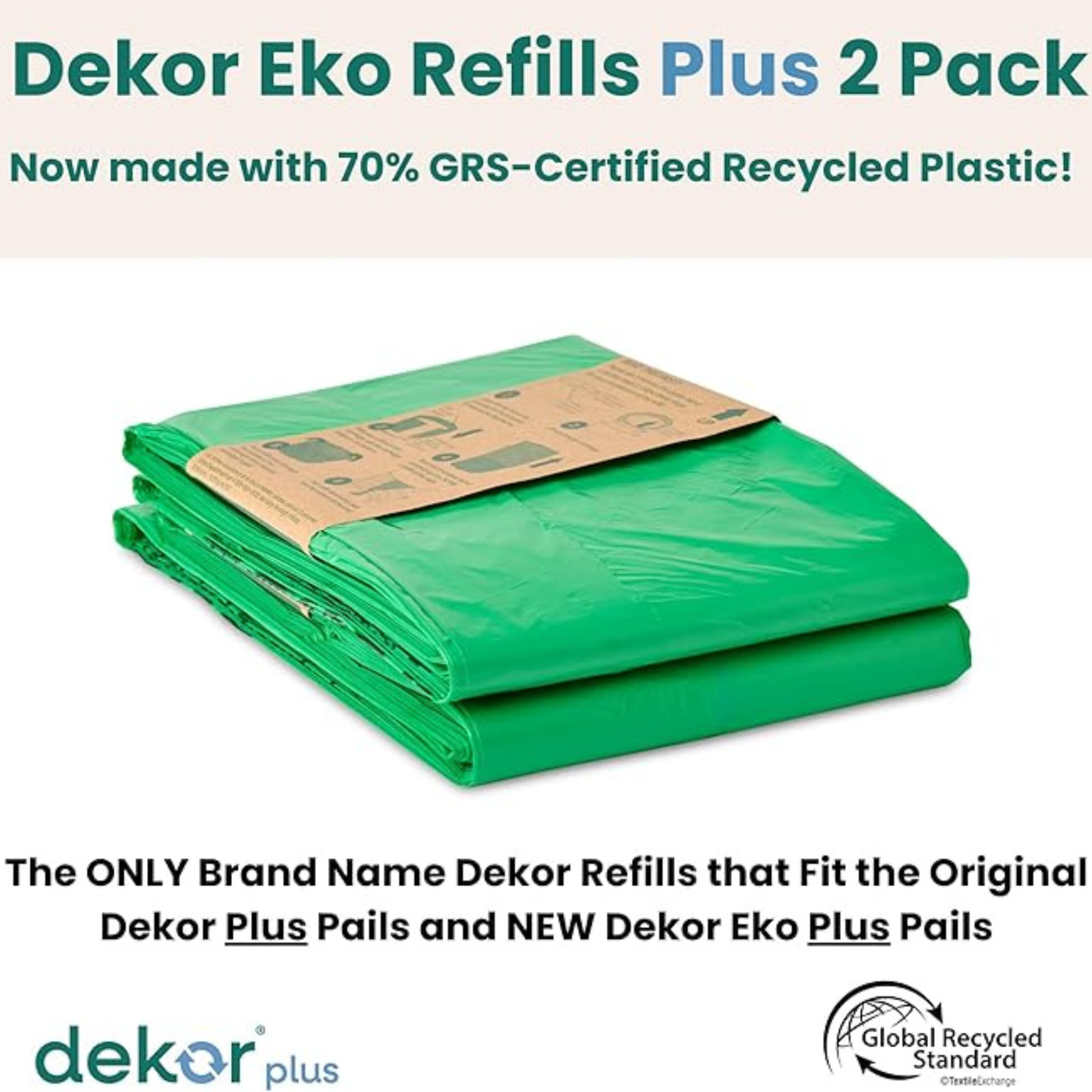 DÉKOR Eko Plus Diaper Pail Refill 2 Pack