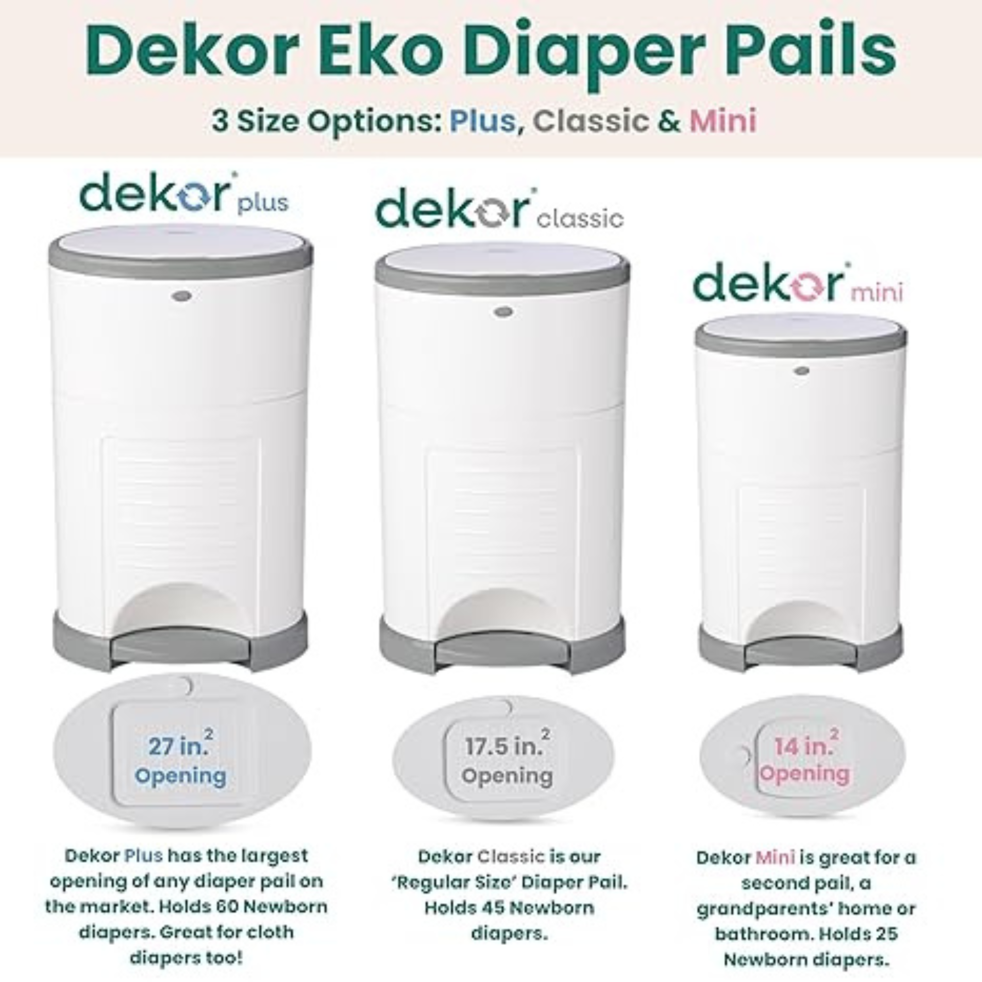 DÉKOR Eko Plus Diaper Pail White