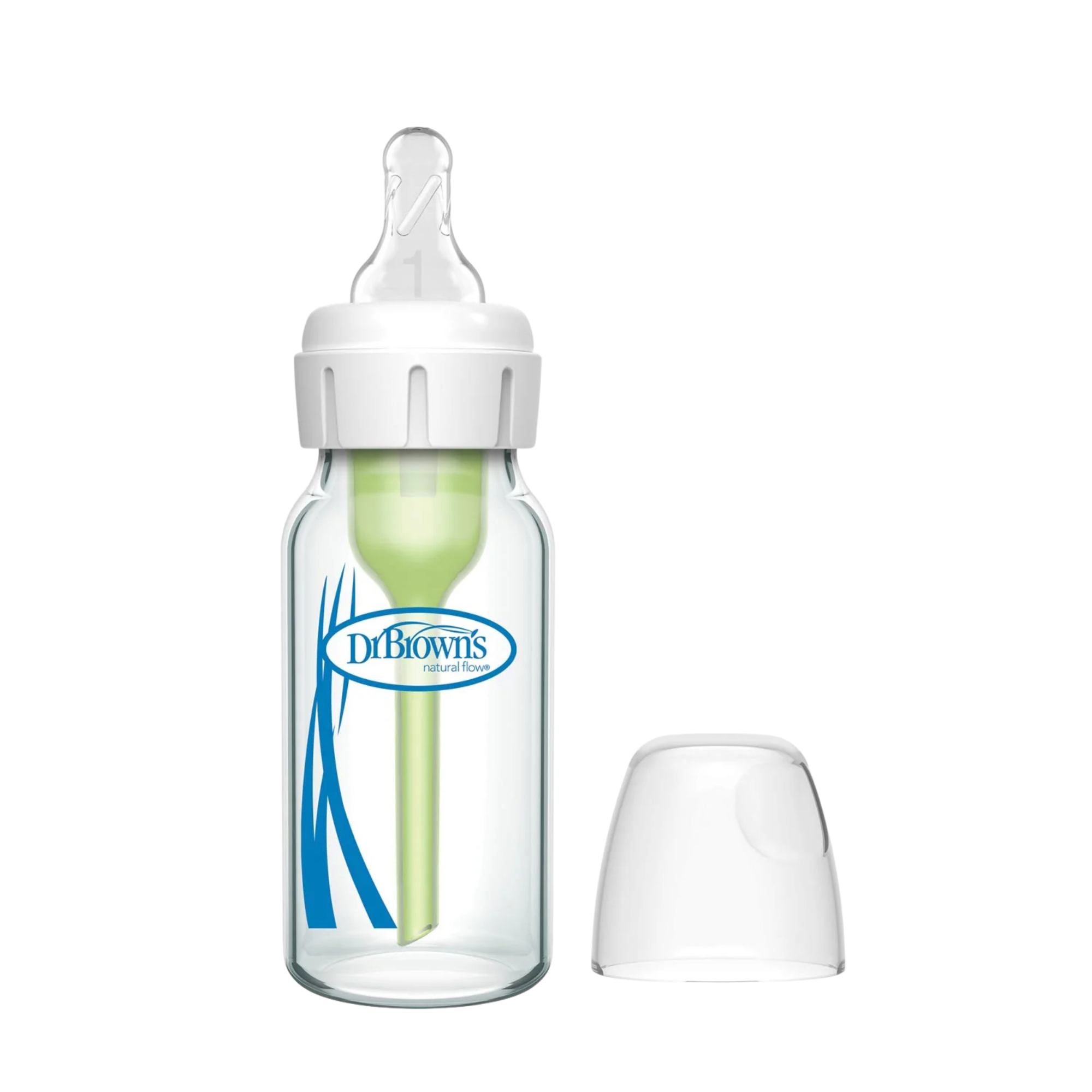 DR. BROWN'S Options+ Glass Narrow Baby Bottle 4oz (1-Pack) Level 1 Slow Nipple
