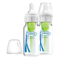 DR. BROWN'S Options+ Glass Narrow Baby Bottle 4oz (2-Pack) Level 1 Slow Nipple