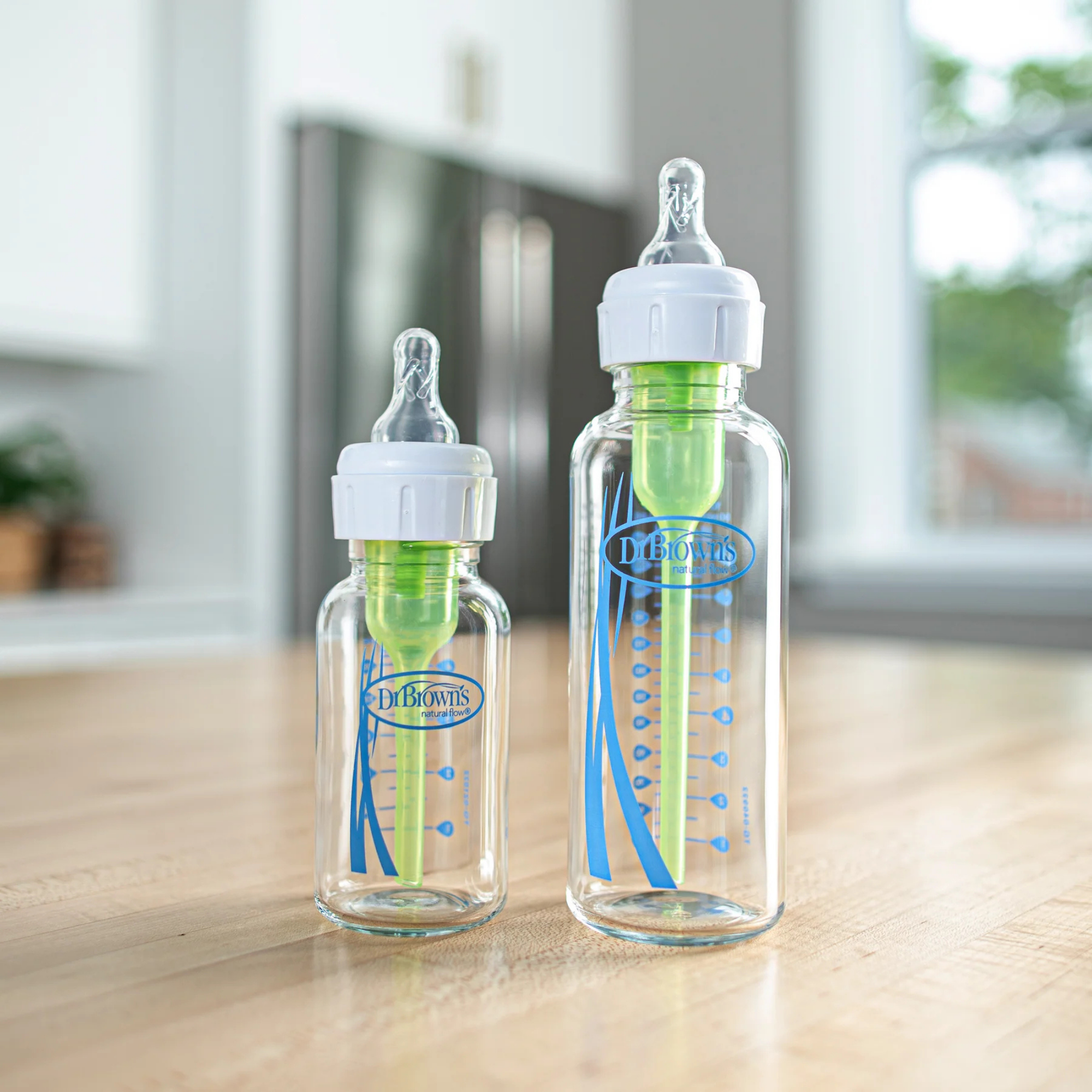 DR. BROWN'S Options+ Glass Narrow Baby Bottle 8oz (1-Pack) Level 1 Slow Nipple