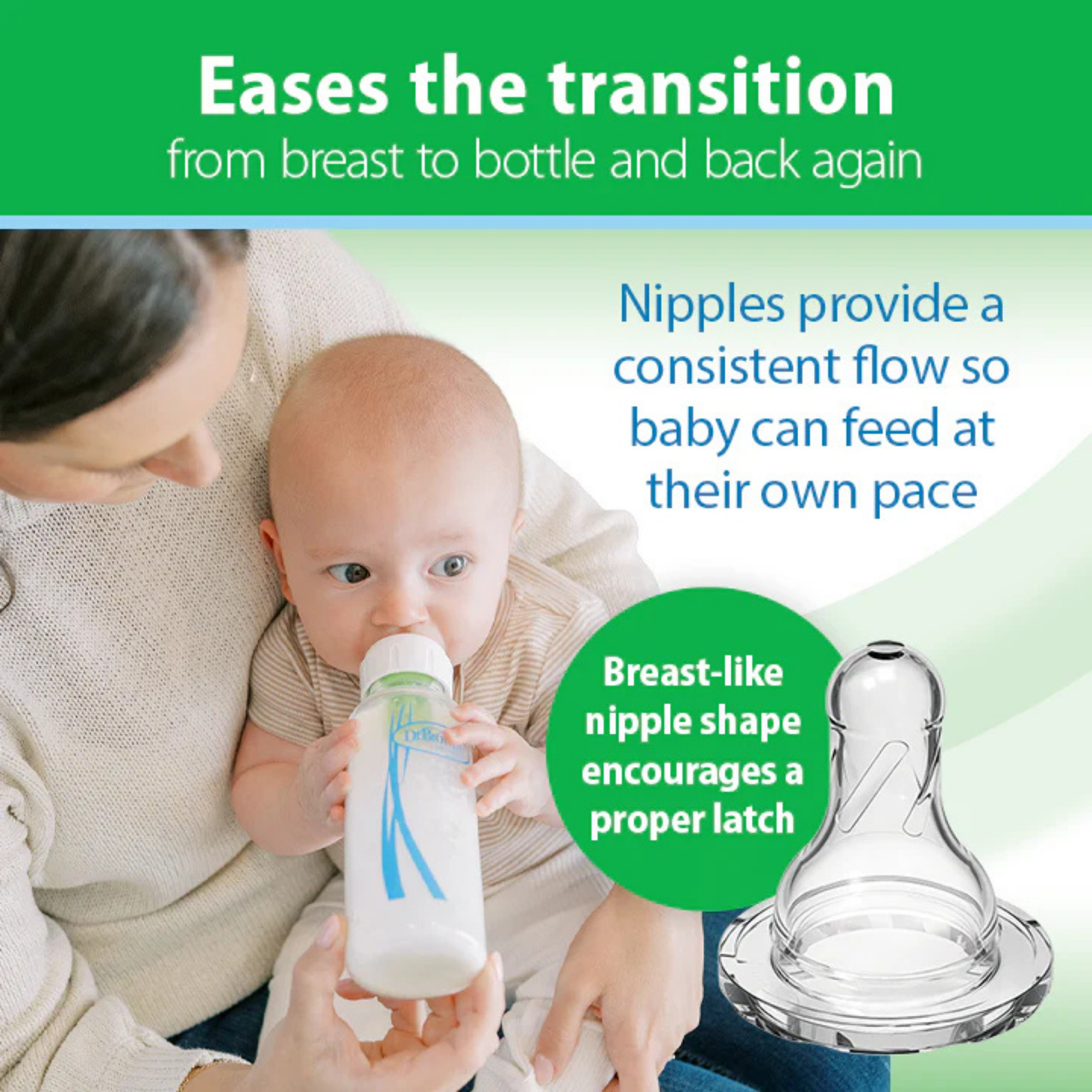 DR. BROWN'S Options+ Glass Narrow Baby Bottle 8oz (1-Pack) Level 1 Slow Nipple