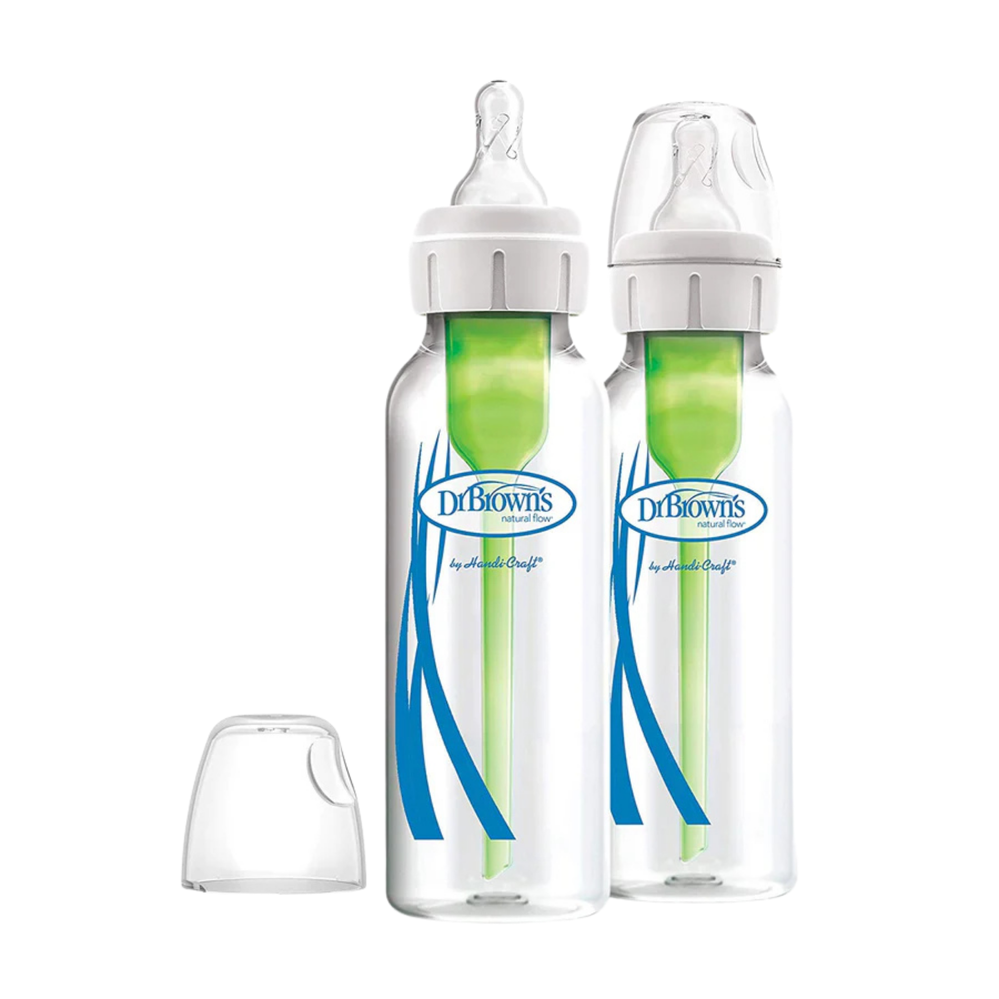 DR. BROWN'S Options+ Glass Narrow Baby Bottle 8oz (2-Pack) Level 1 Slow Nipple