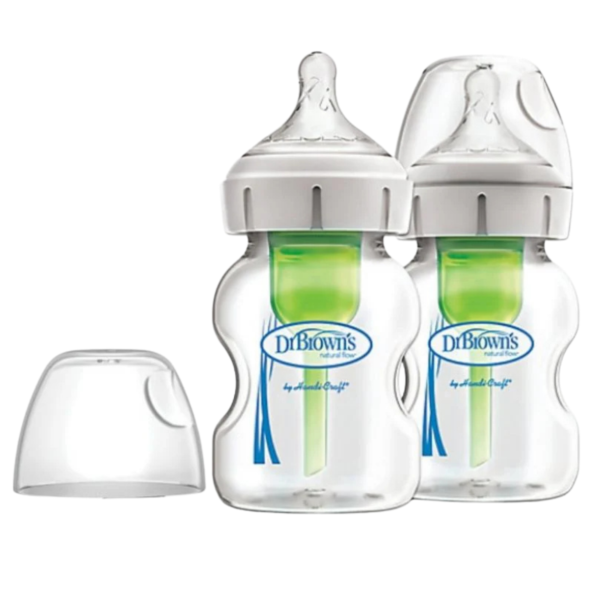 DR. BROWN'S Options+ Glass Wide Baby Bottle 5oz (2-Pack) Level 1 Slow Nipple