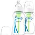 DR. BROWN'S Options+ Glass Wide Baby Bottle 9oz (2-Pack) Level 1 Slow Nipple