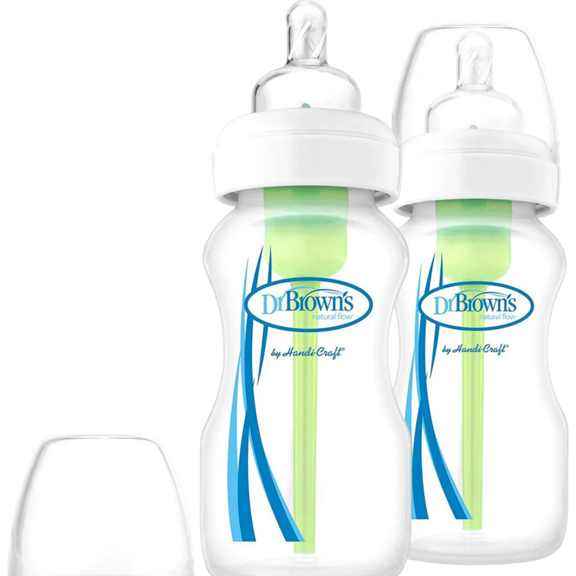 DR. BROWN'S Options+ Glass Wide Baby Bottle 9oz (2-Pack) Level 1 Slow Nipple