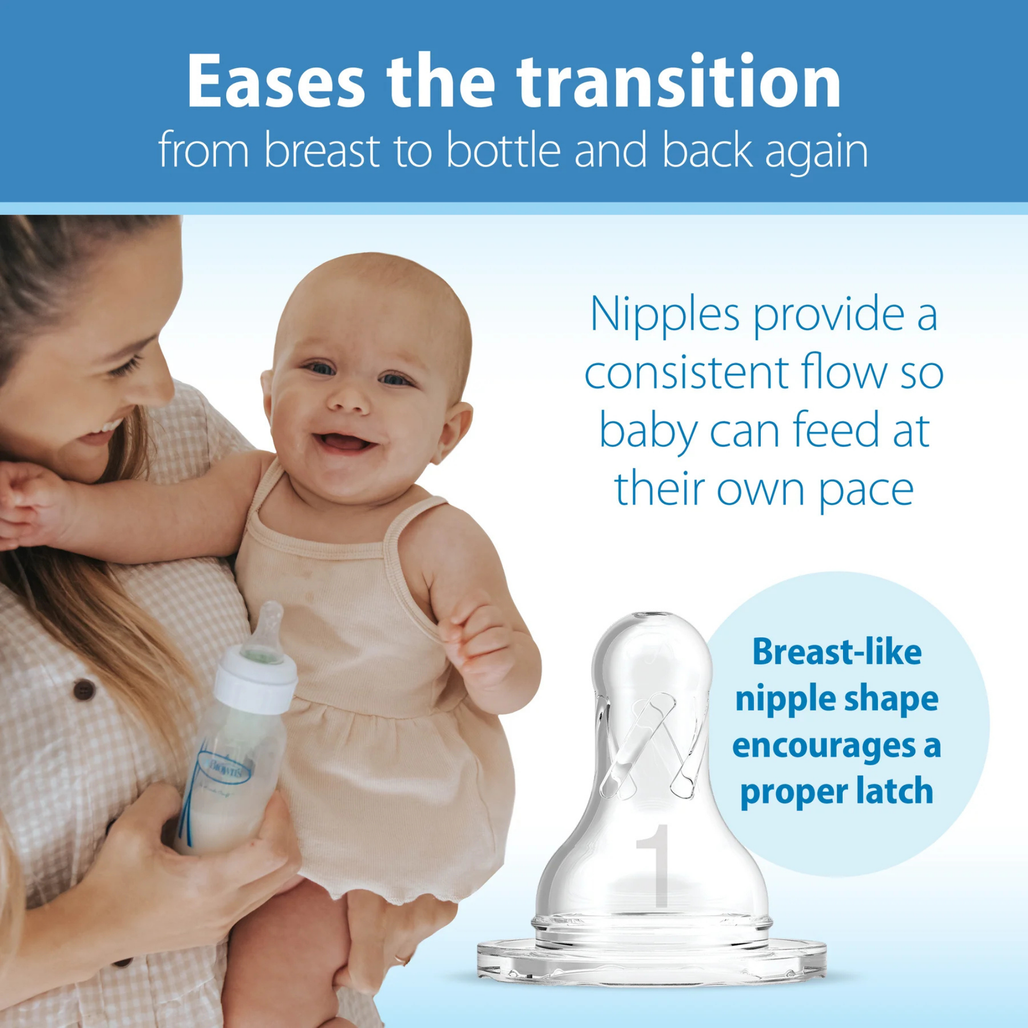 DR. BROWN'S Options+ Narrow Baby Bottle 8oz (1-Pack) Level 1 Slow Nipple