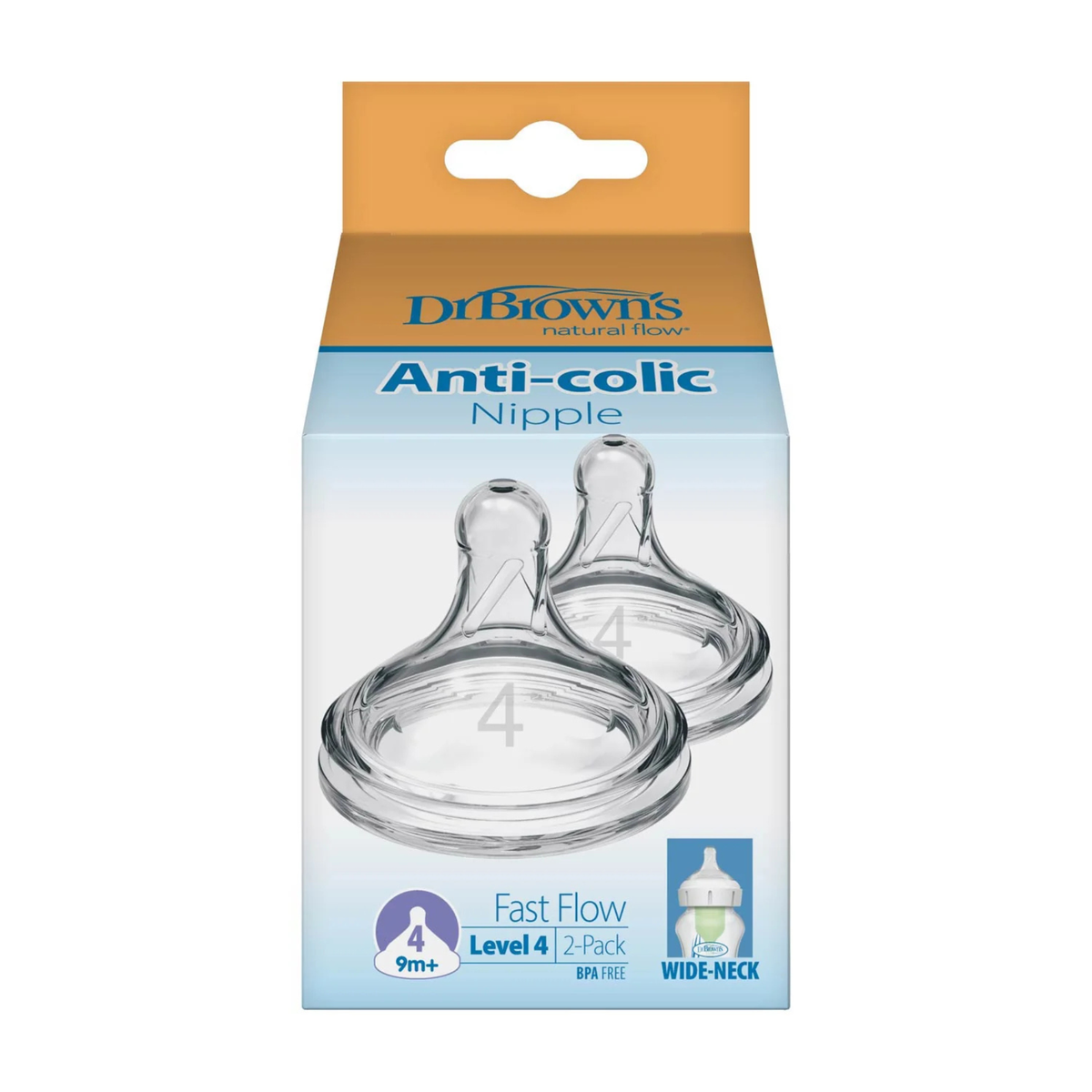 DR. BROWN'S Wide Neck Silicone Nipple (2-Pack)