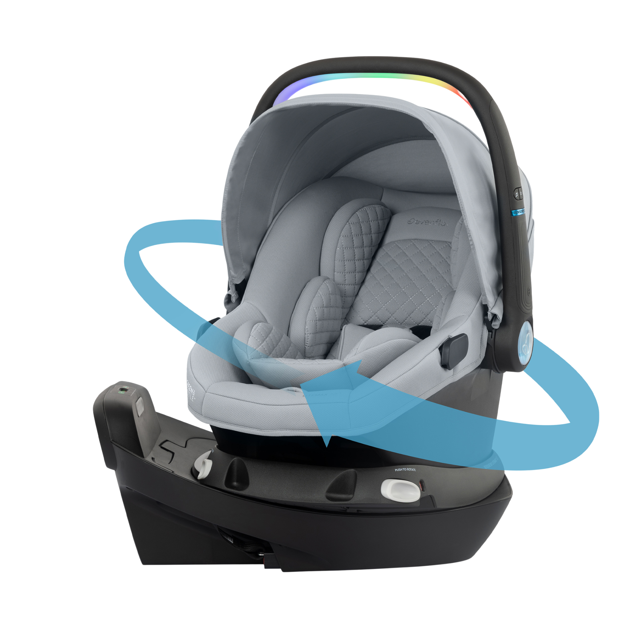 EVENFLO Revolve180 LiteMax Rotational Infant Car Seat with SensorySoothe - Quartz