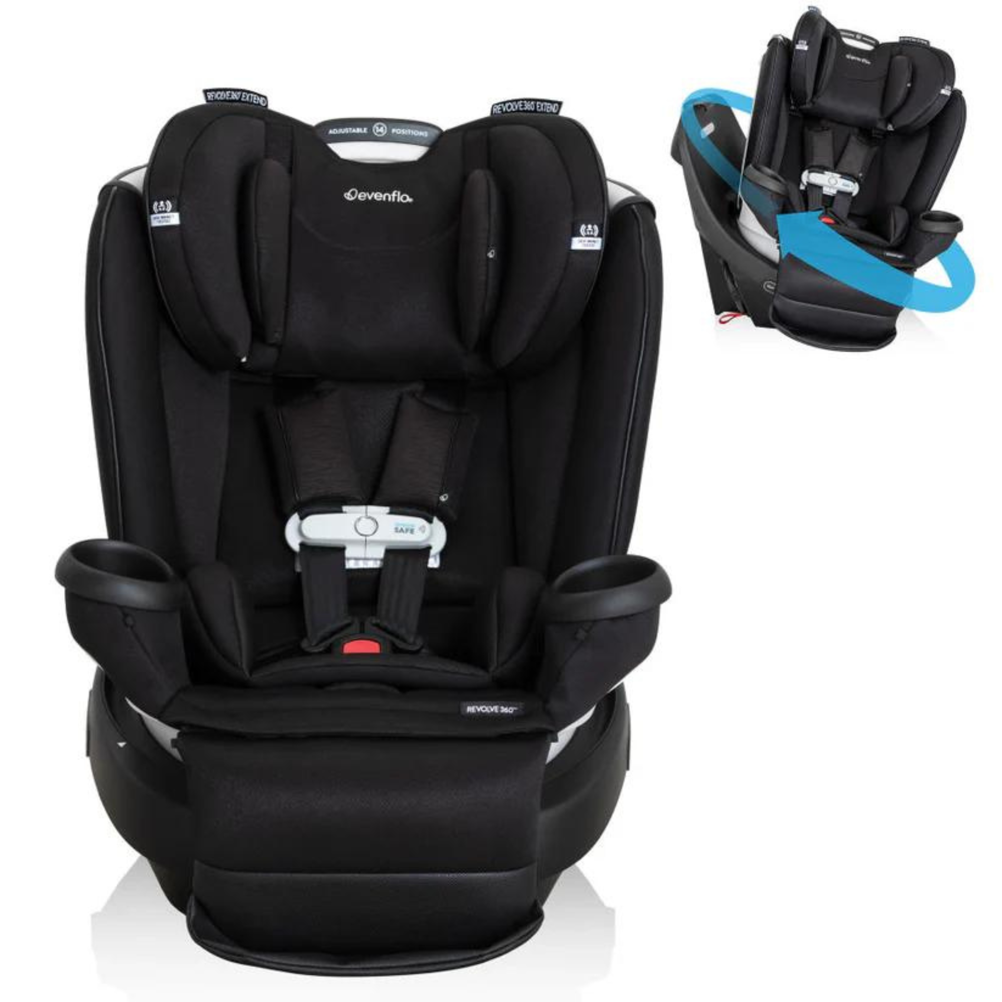 EVENFLO Gold Revolve360 All-in-One Extend Rotational Car Seat with Sensorsafe - Onyx Black