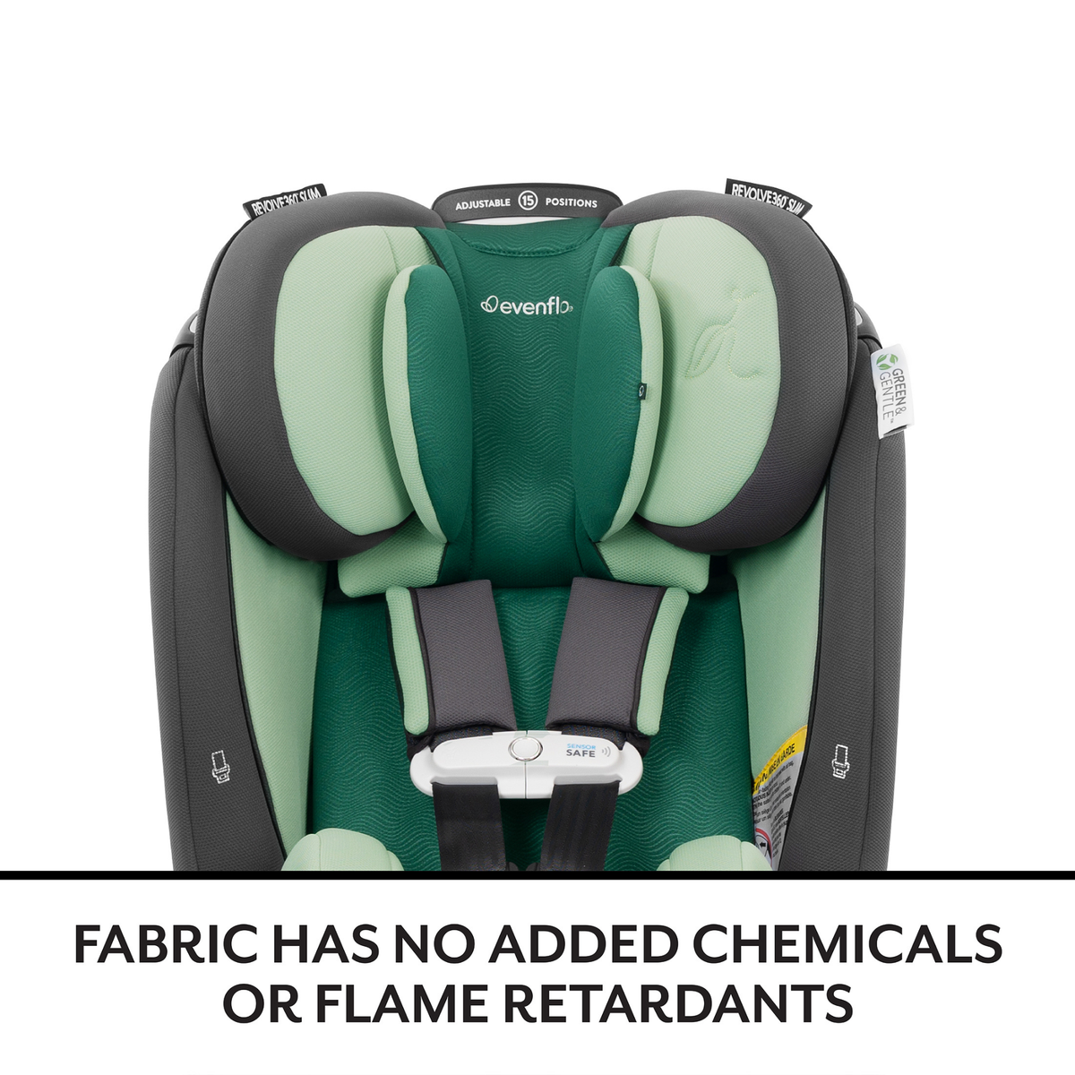 EVENFLO  Revolve360 Extend Rotational All-in-One Car Seat with Green & Gentle Fabric