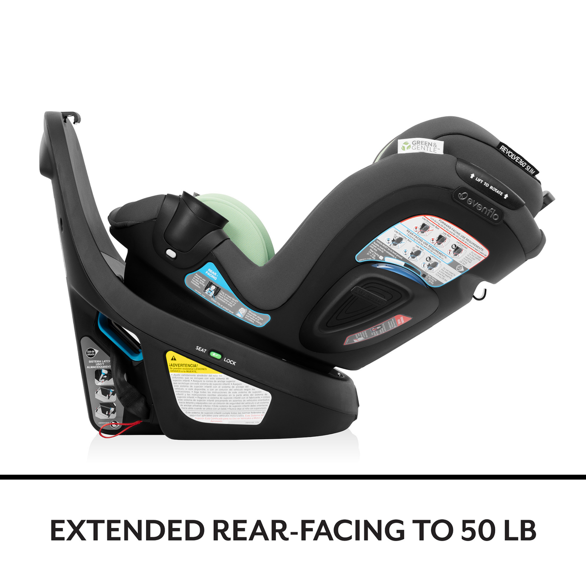 EVENFLO  Revolve360 Extend Rotational All-in-One Car Seat with Green & Gentle Fabric