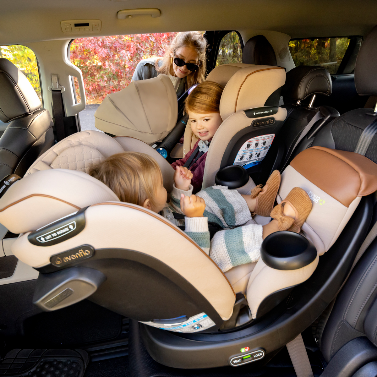 EVENFLO  Revolve360 Extend Rotational All-in-One Car Seat with Green & Gentle Fabric