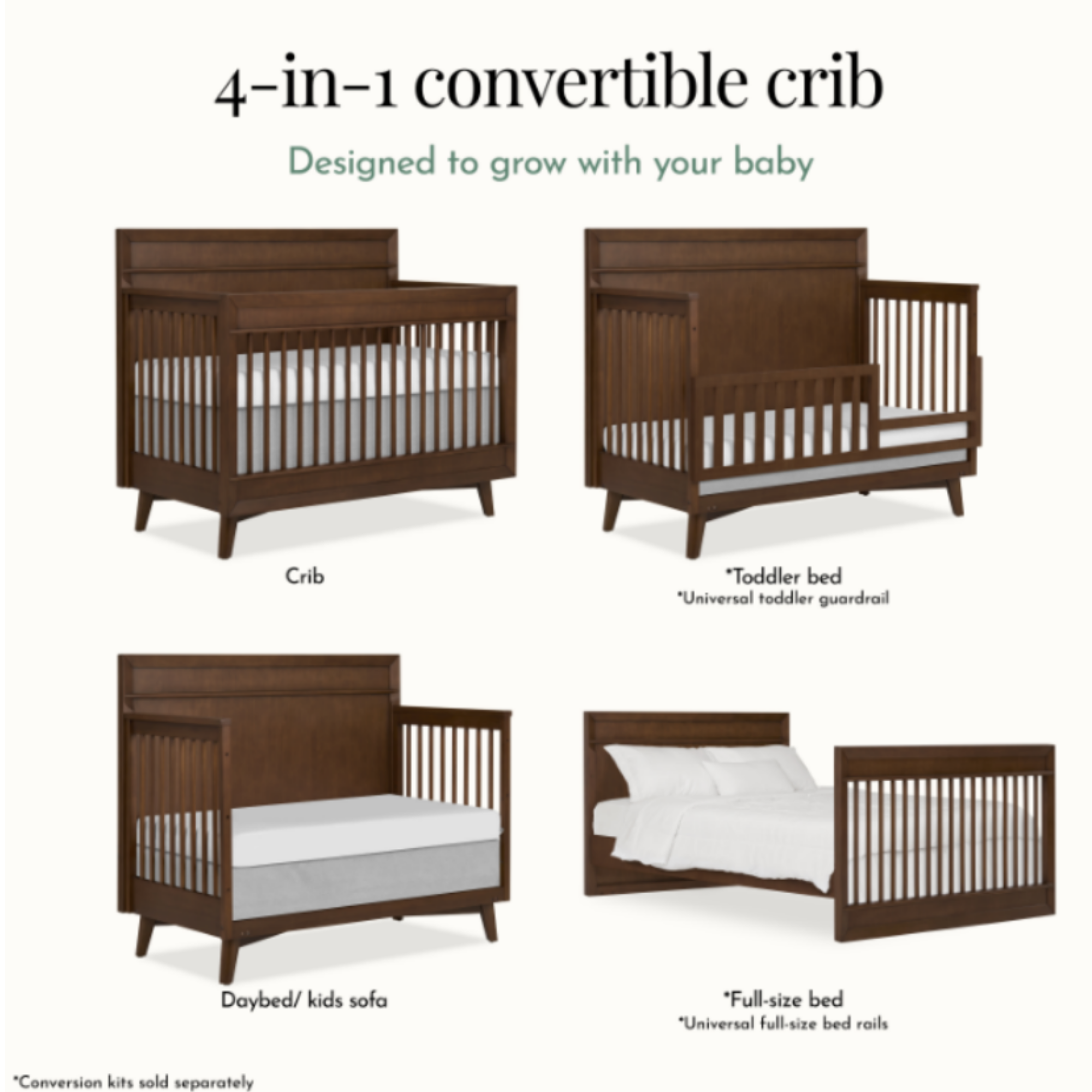 EVOLUR Antilia 4-in-1 Convertible Crib