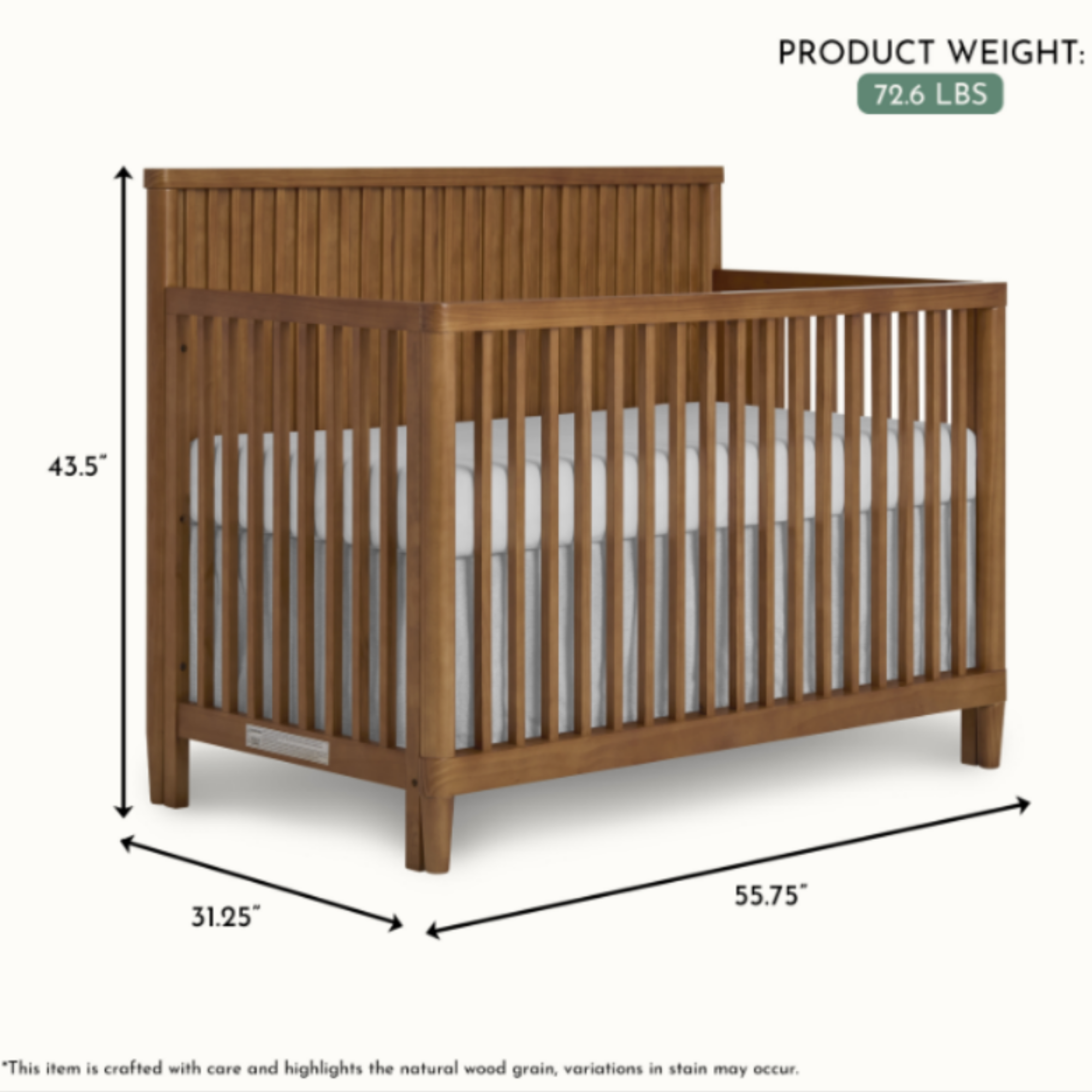 EVOLUR Flynn 5-in-1 Convertible Crib