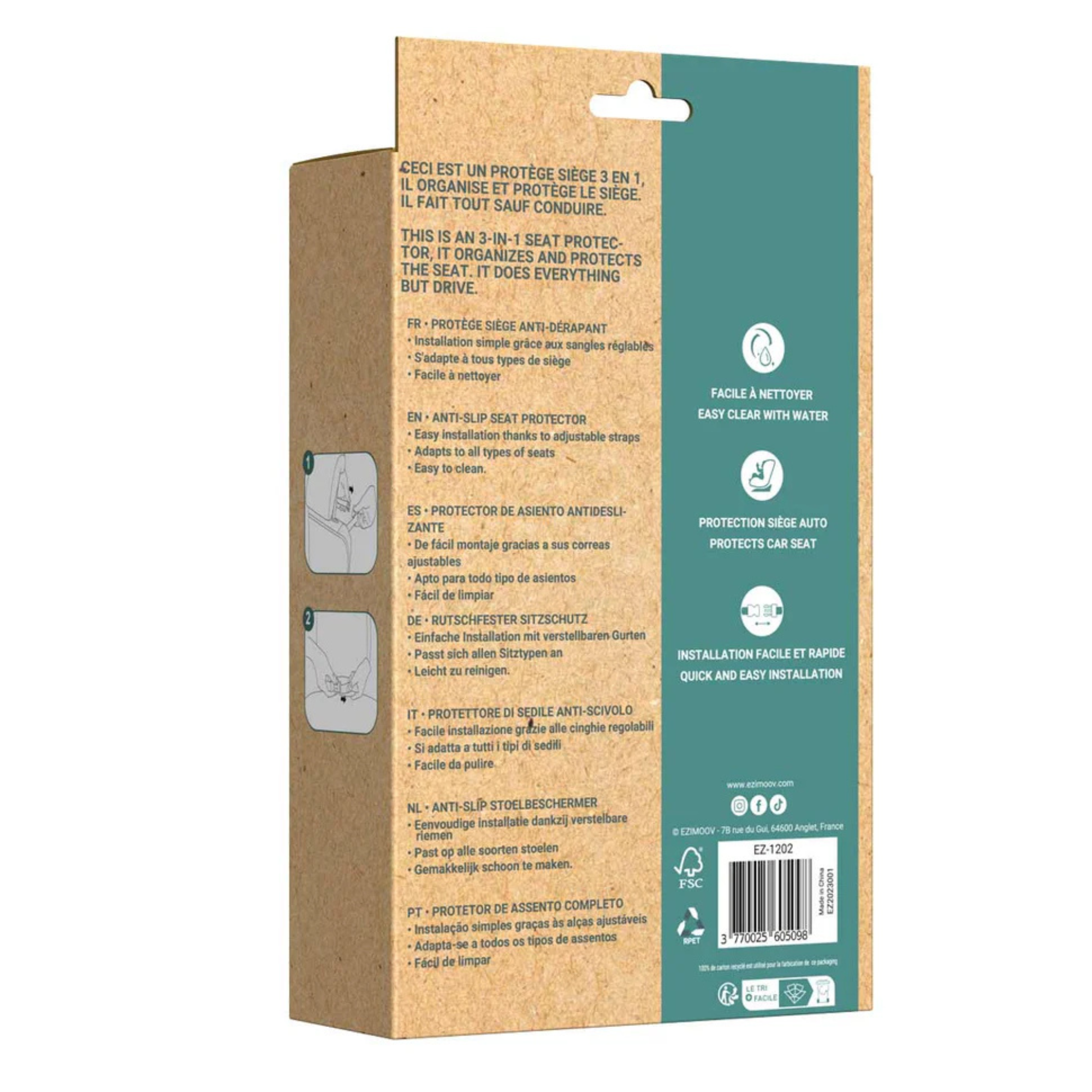 EZIMOOV Car Seat Cover Non-Slip