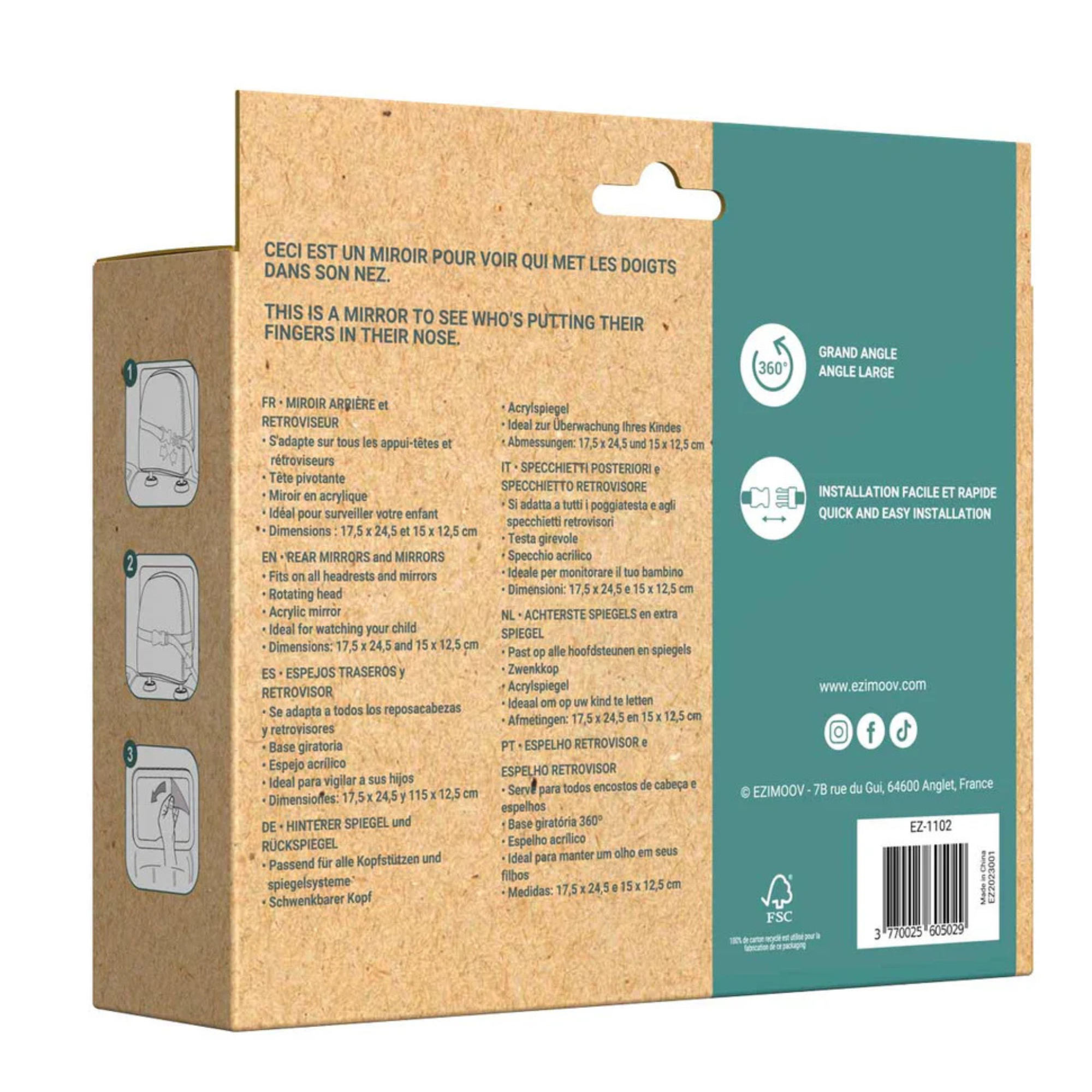 EZIMOOV Ezi Mirror Pack - Rear-view mirror + Car seat mirror