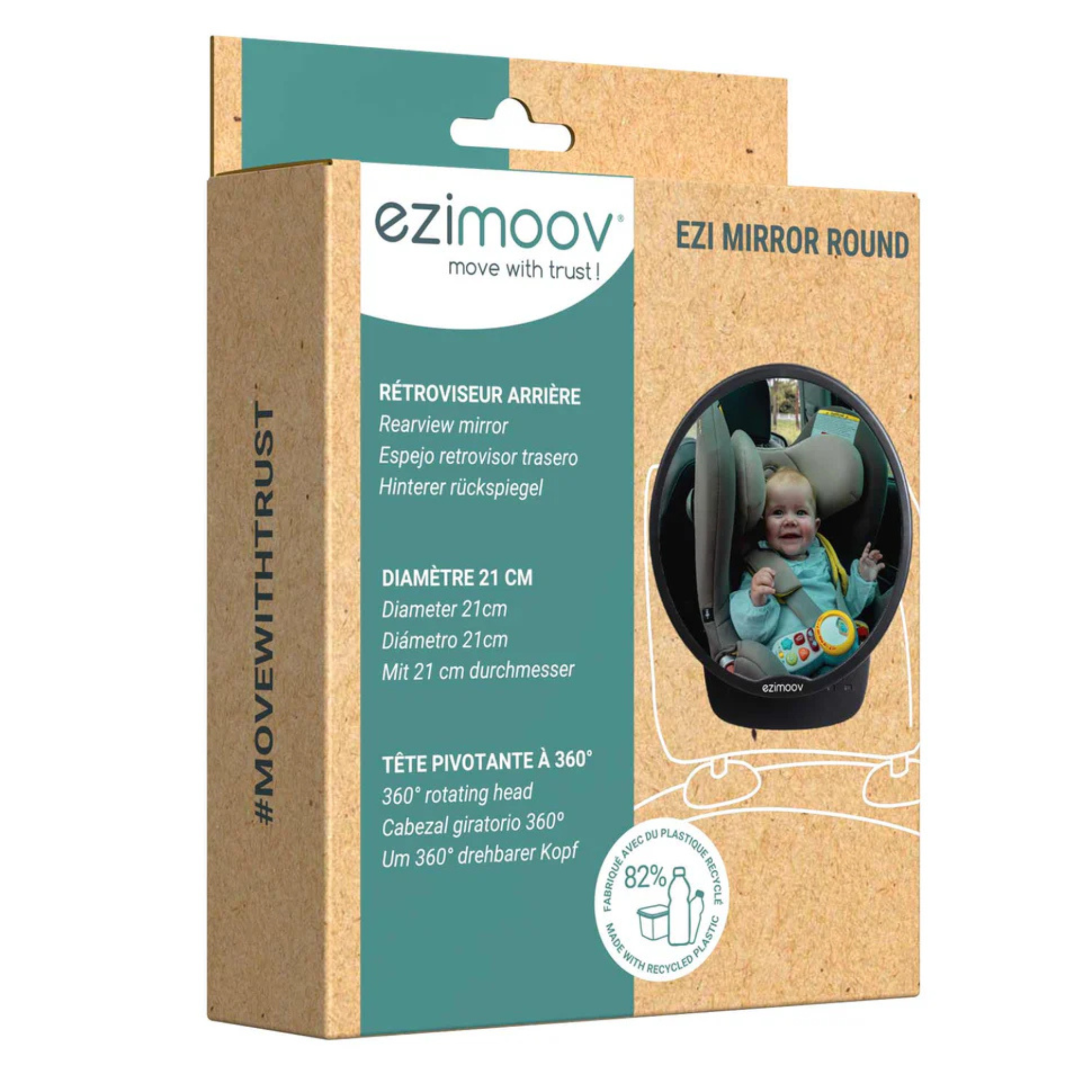 EZIMOOV Round Rear Facing Car Seat Mirror