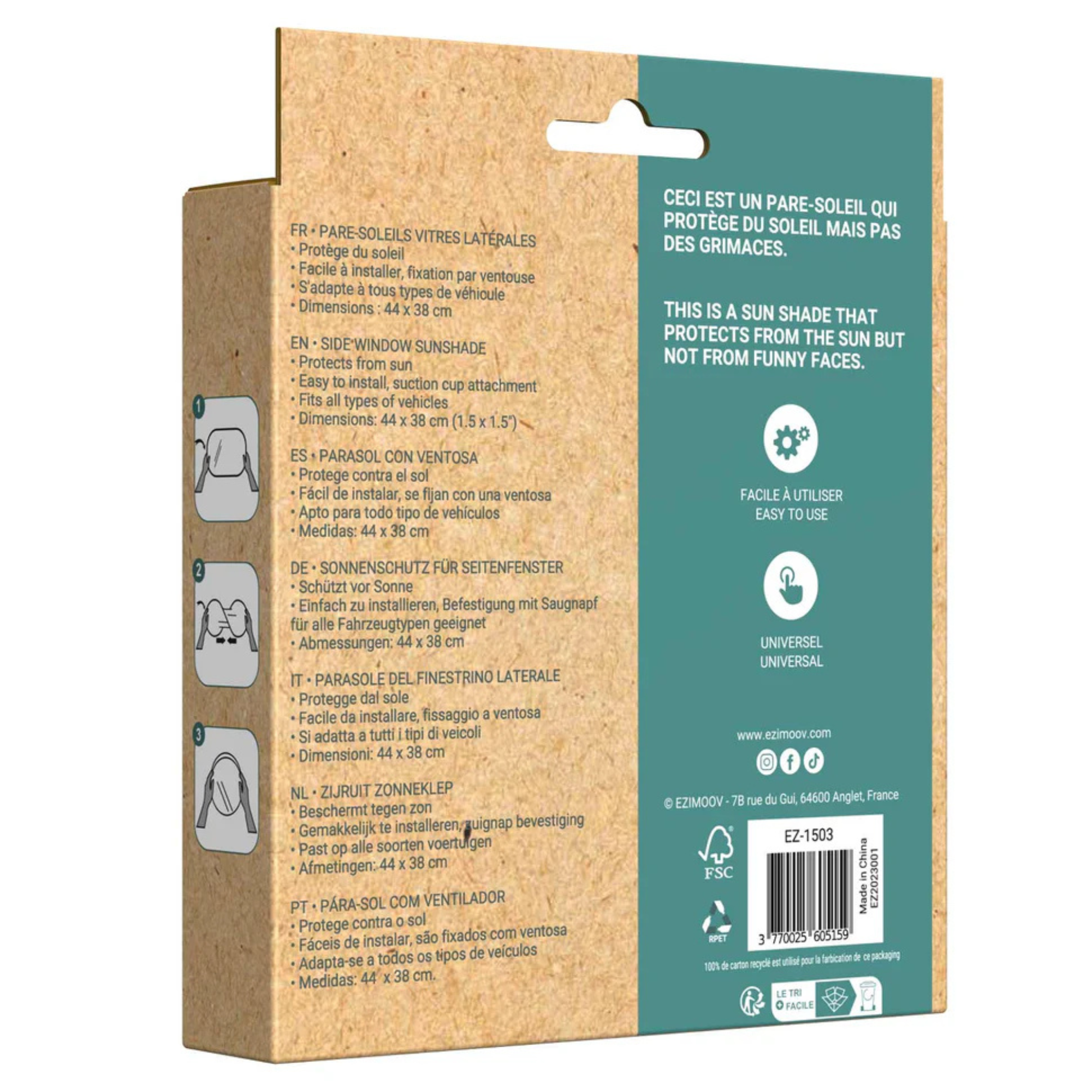 EZIMOOV Sun Shade Suction Cup Window (2-Pack)