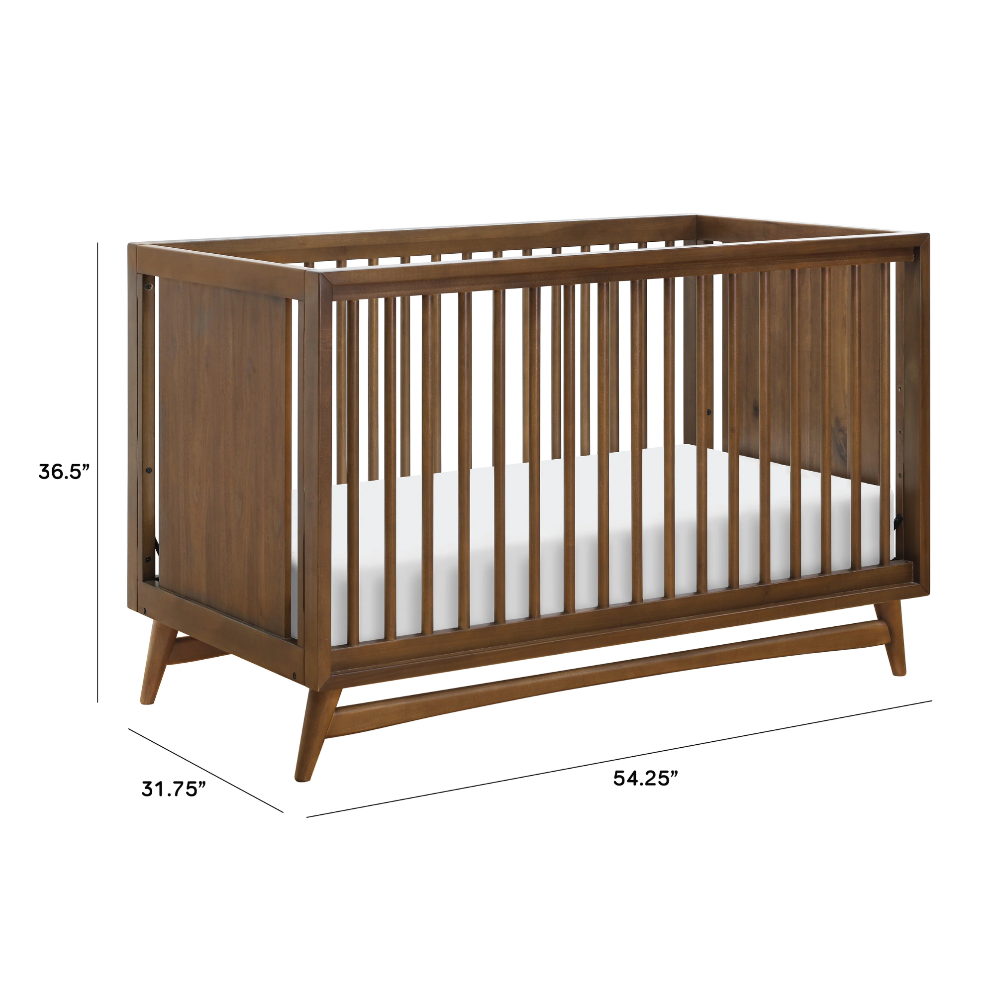 BABYLETTO Peggy Mid-Century 3-in-1 Convertible Crib w/Toddler Bed Conversion Kit - Natural Walnut