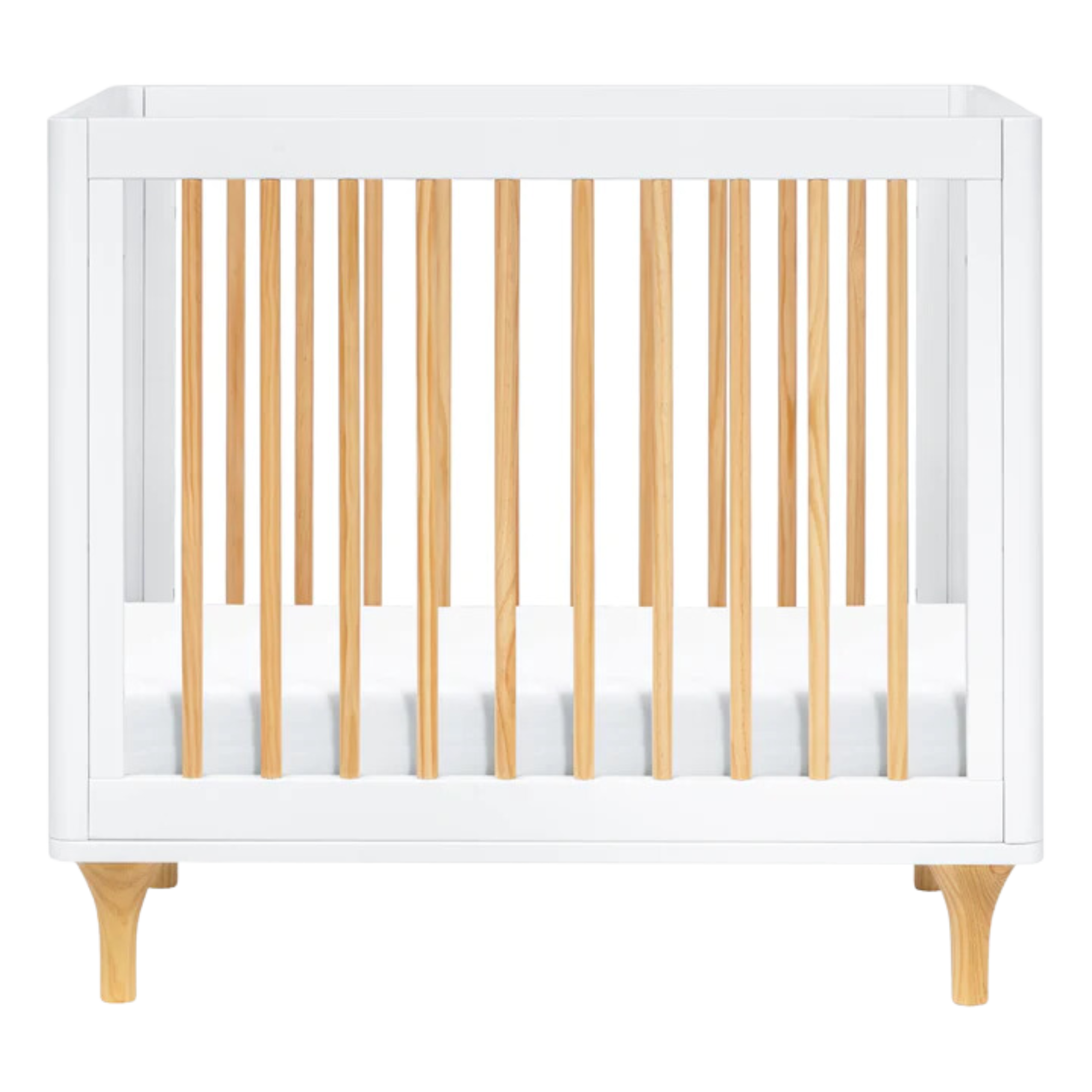 BABYLETTO Lolly 4-in-1 Convertible Mini Crib w/Toddler Bed Conversion Kit - White/Natural