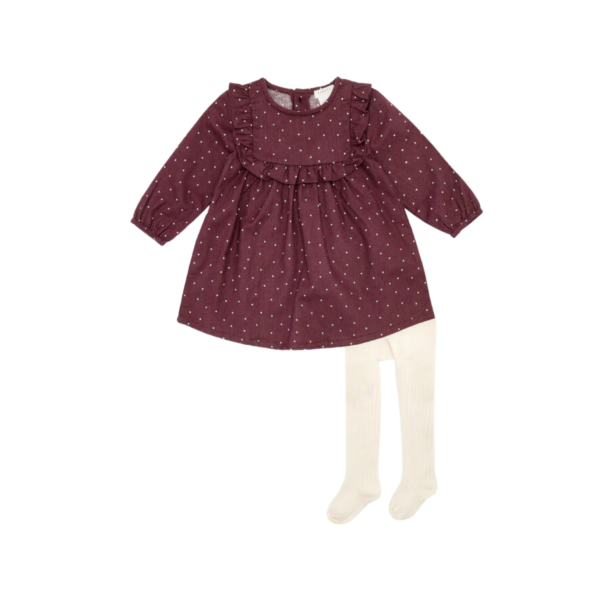 FIRSTS Crème Dots Flannel Dress Set