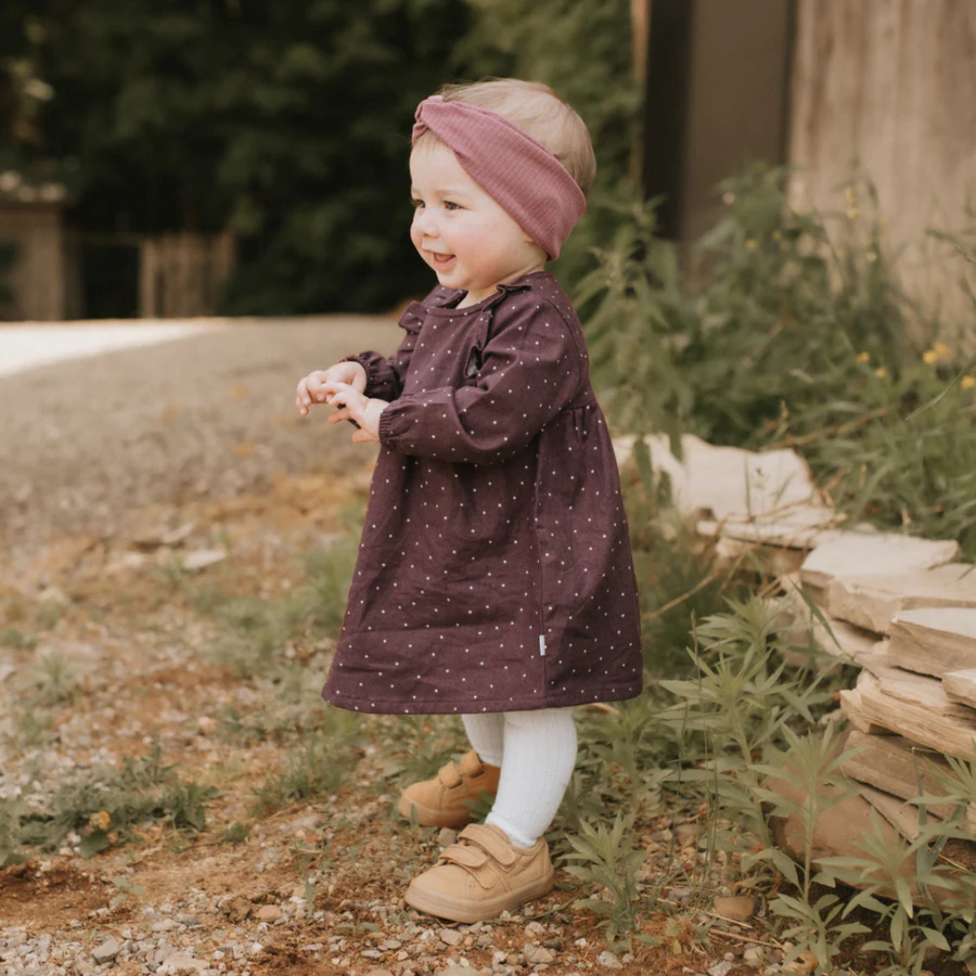 FIRSTS Crème Dots Flannel Dress Set