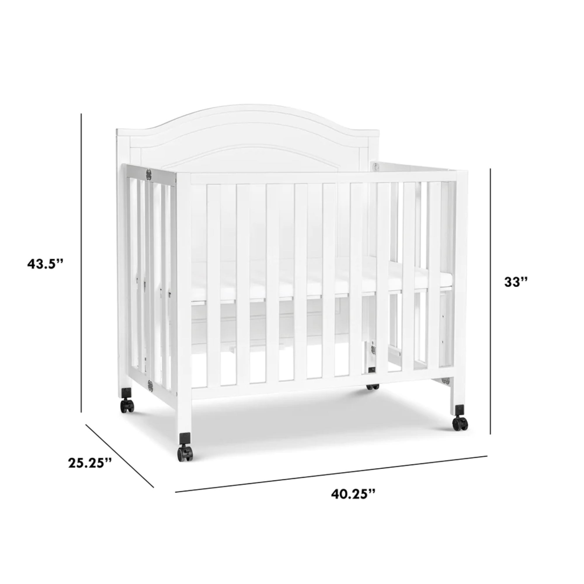 DAVINCI Charlie Folding Portable 3-in-1 Mini Crib - White