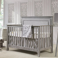 Thumbnail for NATART Ithaca 5-In-1 Convertible Crib With Upholstered Panel Fog