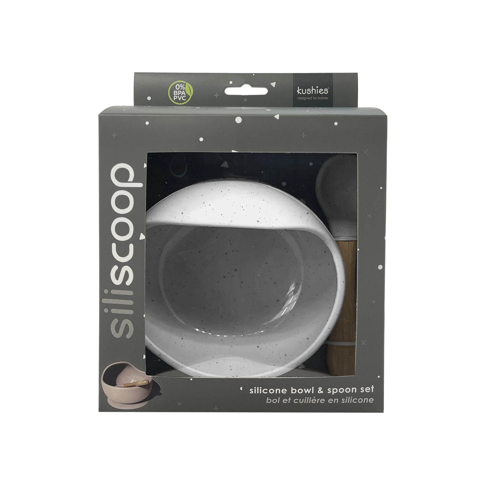 KUSHIES Siliscoop Bowl & Spoon Set - Grey