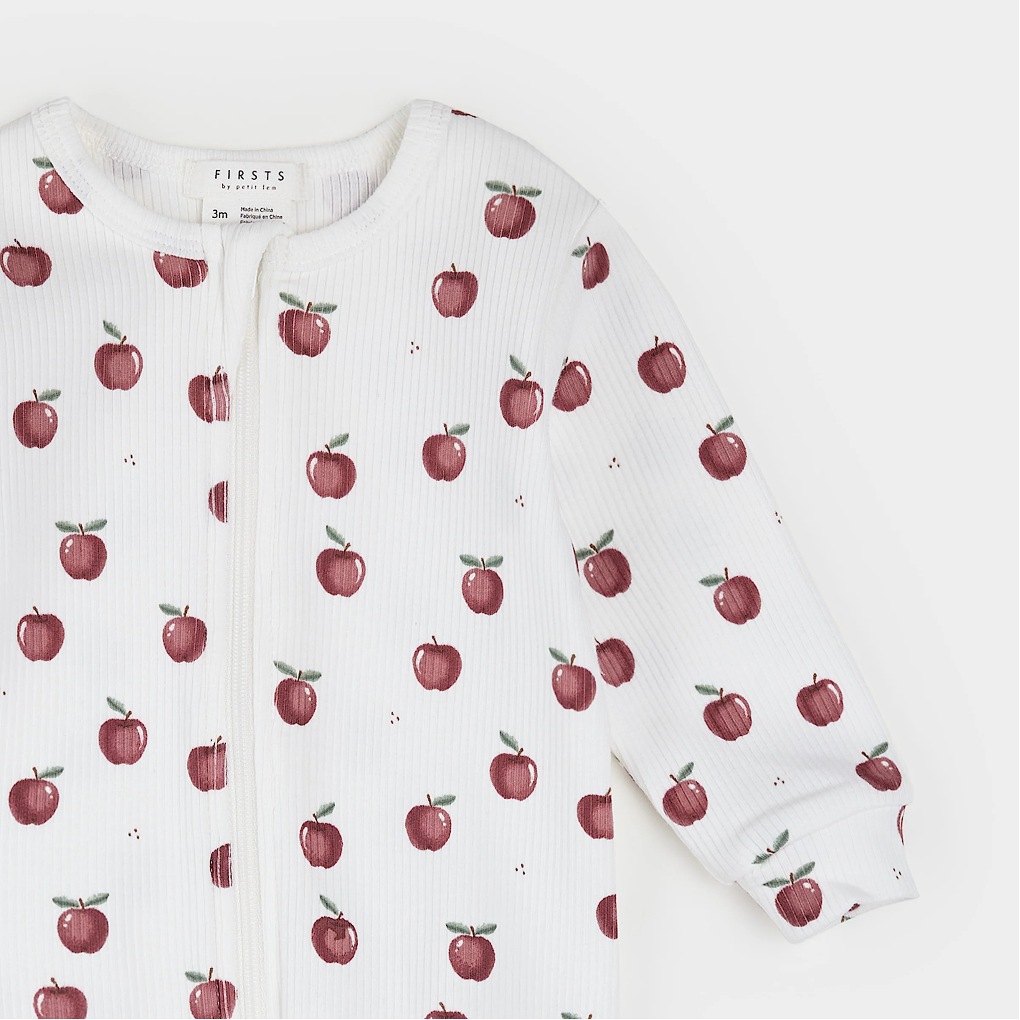 FIRSTS Apple Orchard Print on Off-White Ribbed Sleeper