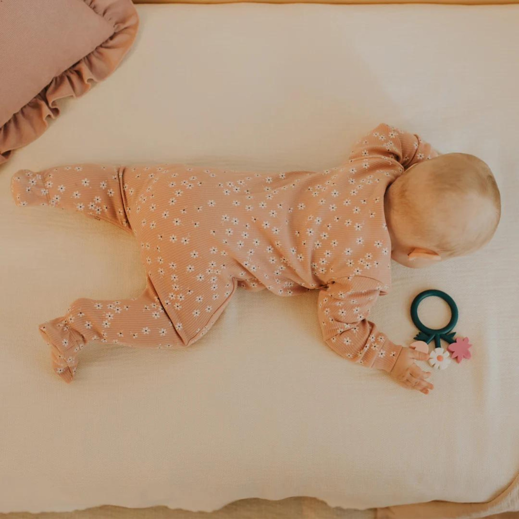 FIRSTS Autumn Garden Print on Dove Pink Sleeper