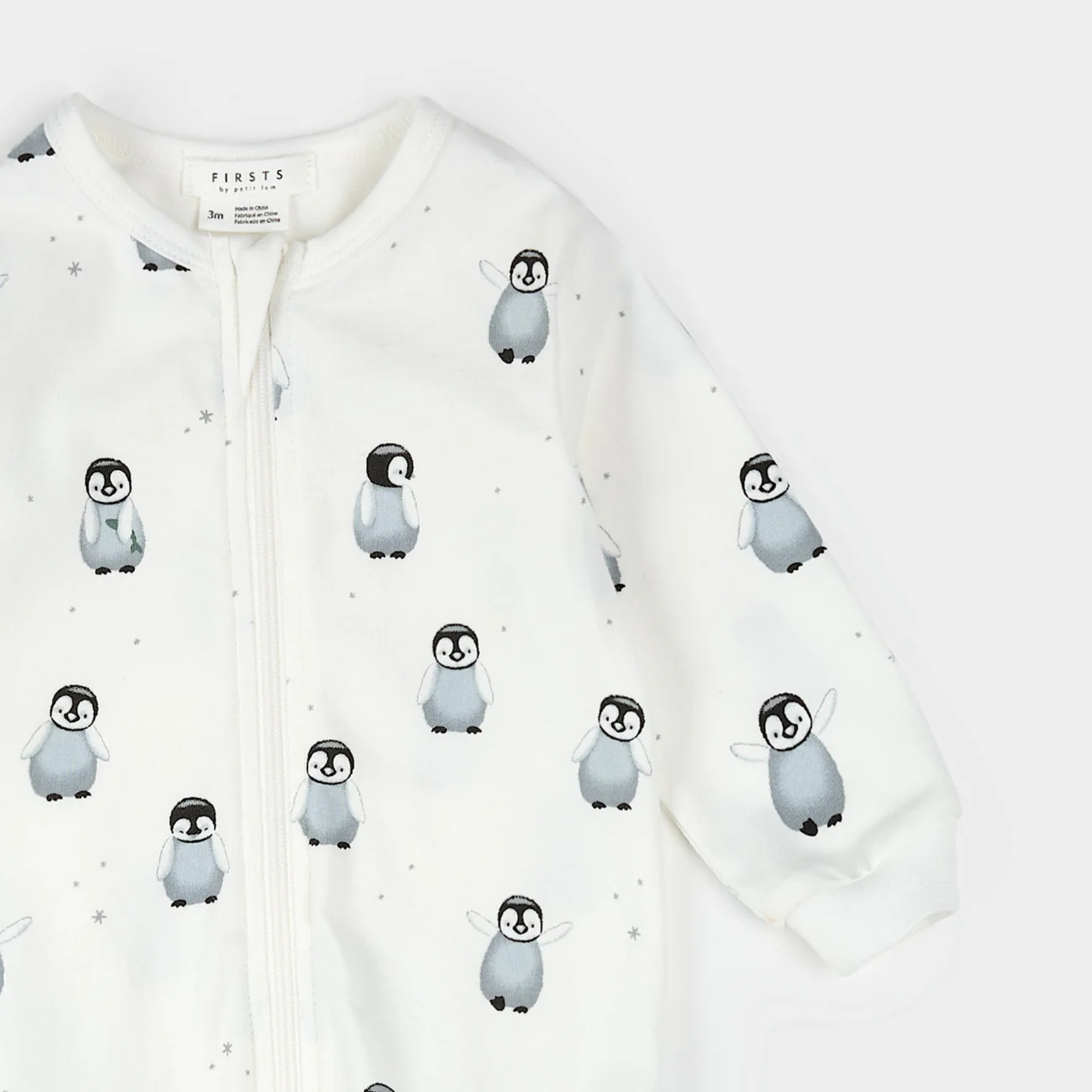 Grenouillère bébé pingouin FIRSTS blanc cassé