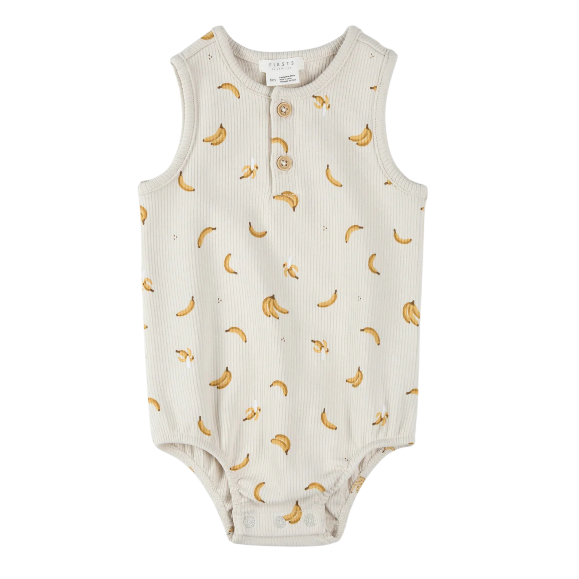 Combinaison côtelée crème à imprimé banane FIRSTS