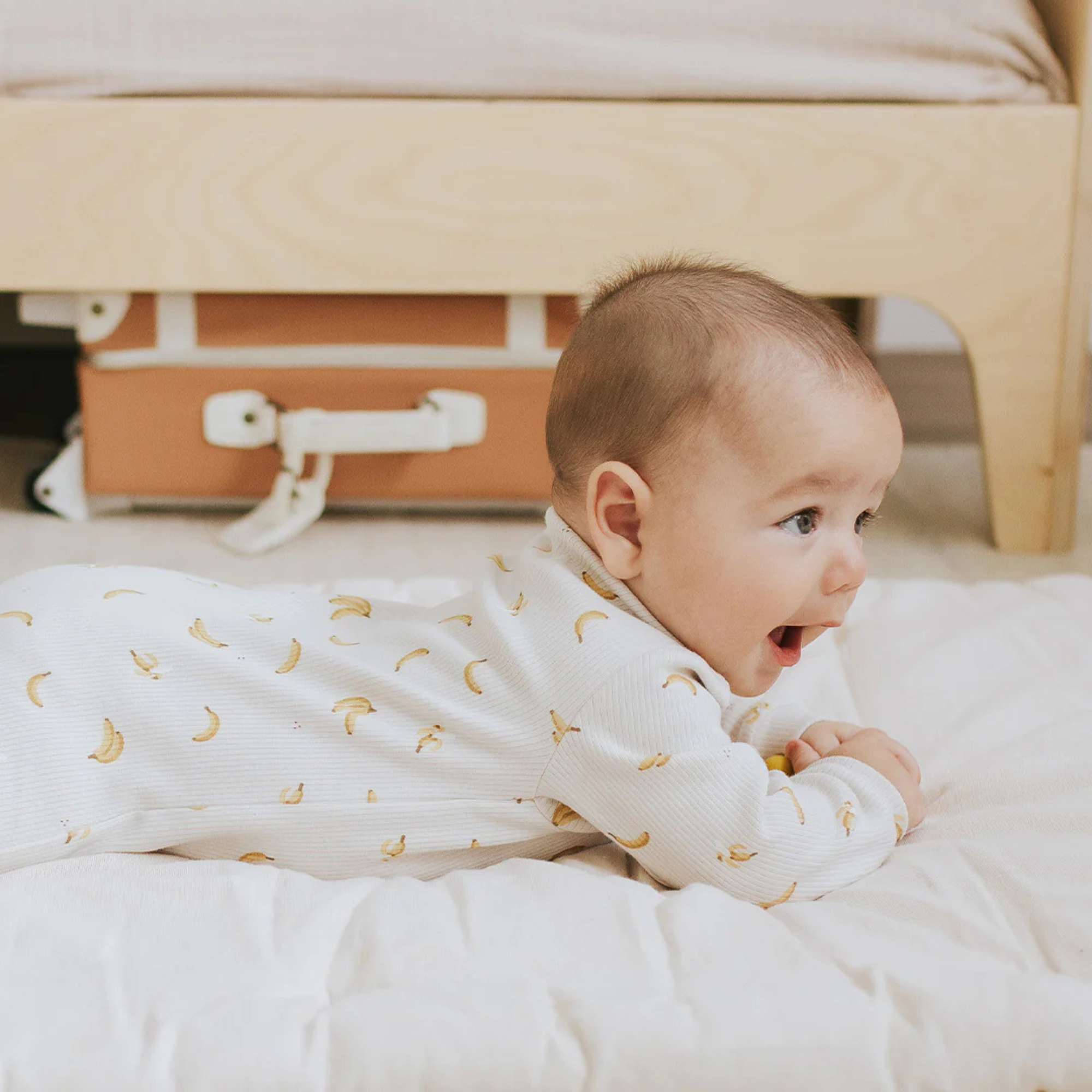 Pyjama côtelé crème à imprimé banane FIRSTS