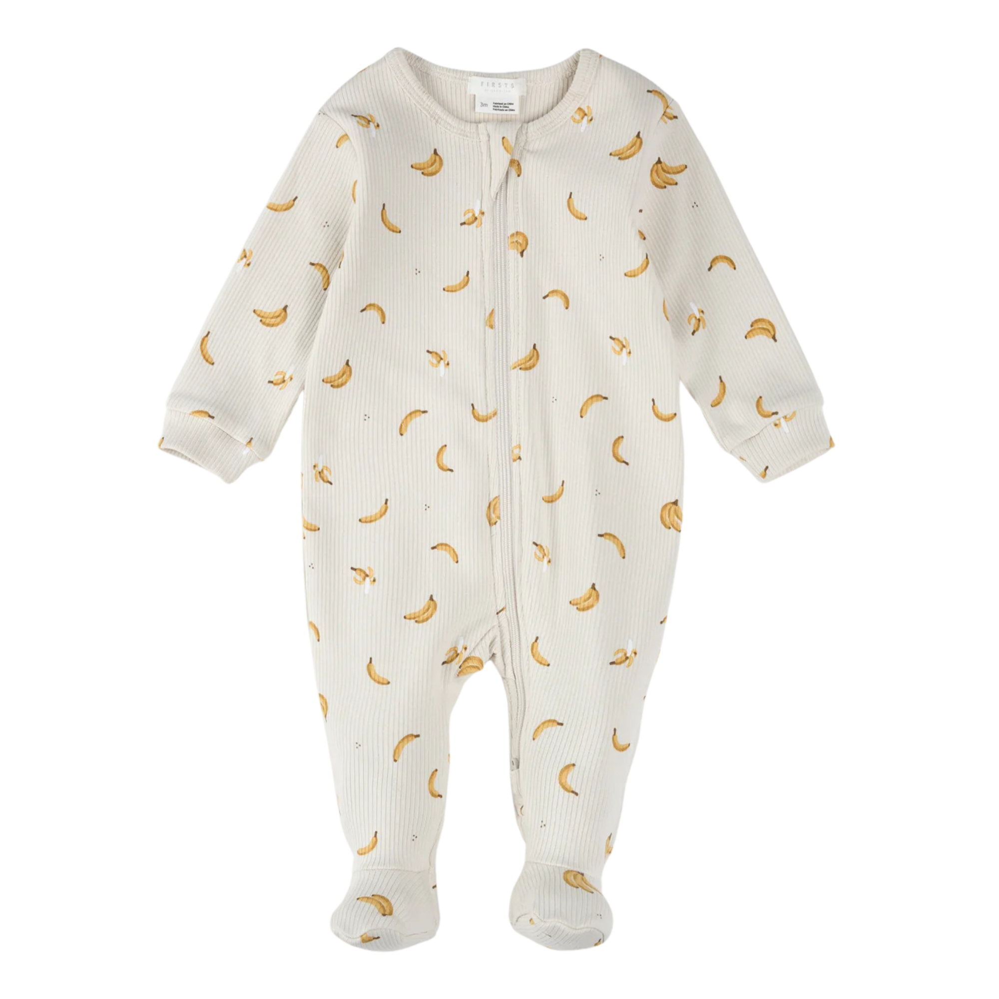 Pyjama côtelé crème à imprimé banane FIRSTS