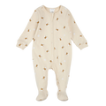 FIRSTS Bees Print on Beige Footed Sleeper
